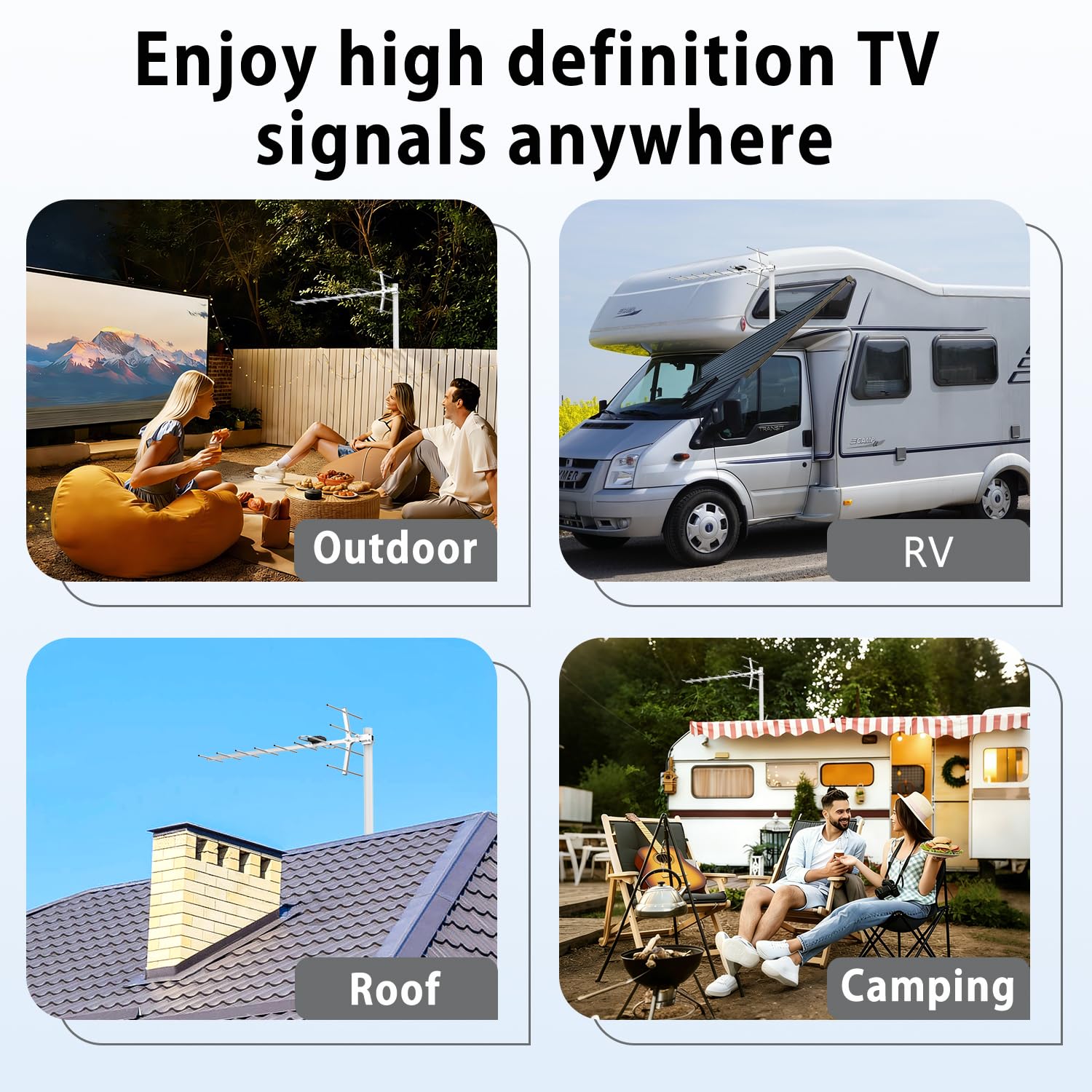 Antena de TV digital HD para exteriores, antena Yagi con recepción de largo alcance, antena de TV digital para ático o techo, soporta 4K, 1080P todos los televisores inteligentes/antiguos (AP038-002
