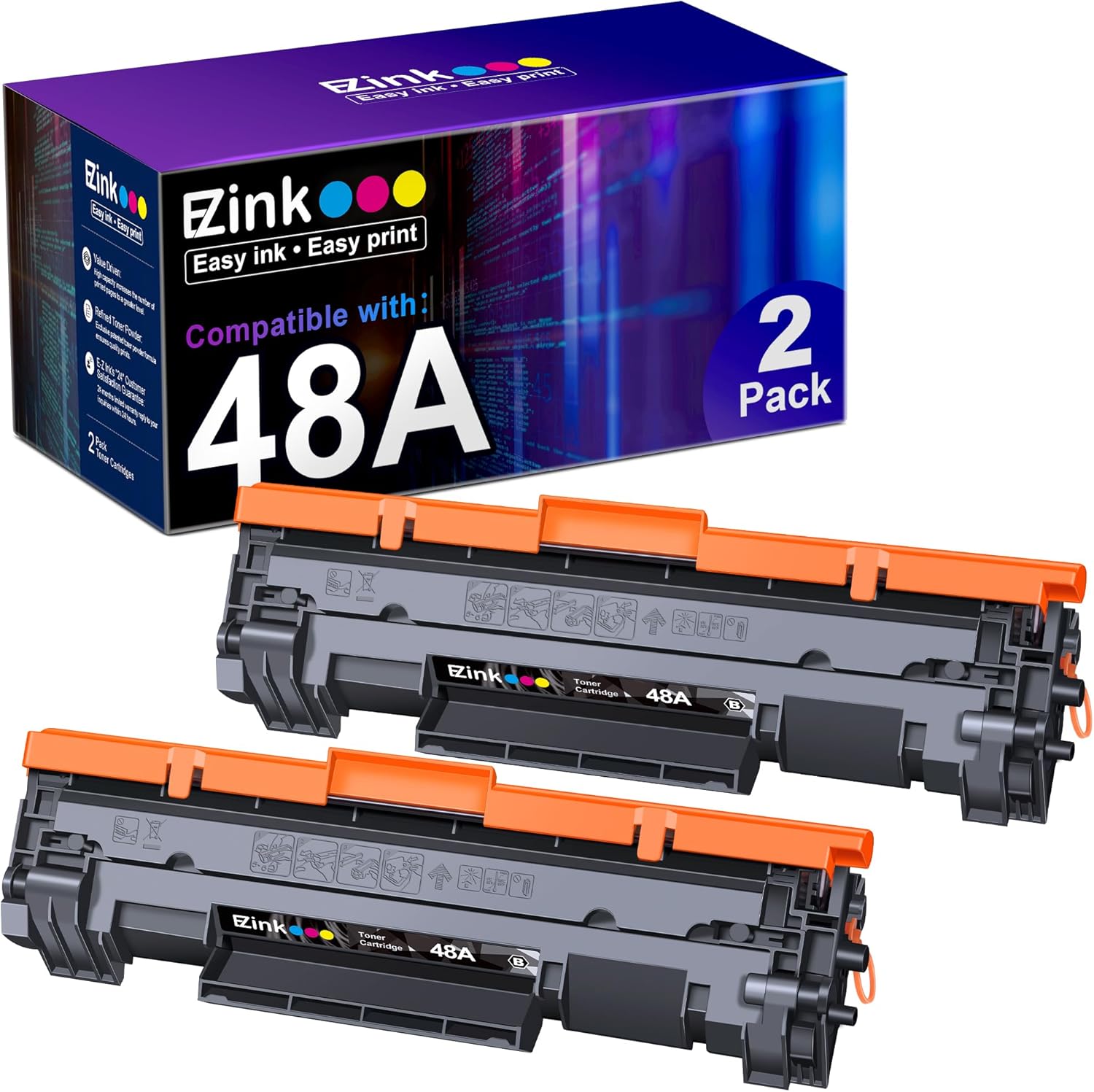 E-Z Ink 48A compatible toner cartridges (2 pack) for HP 48A