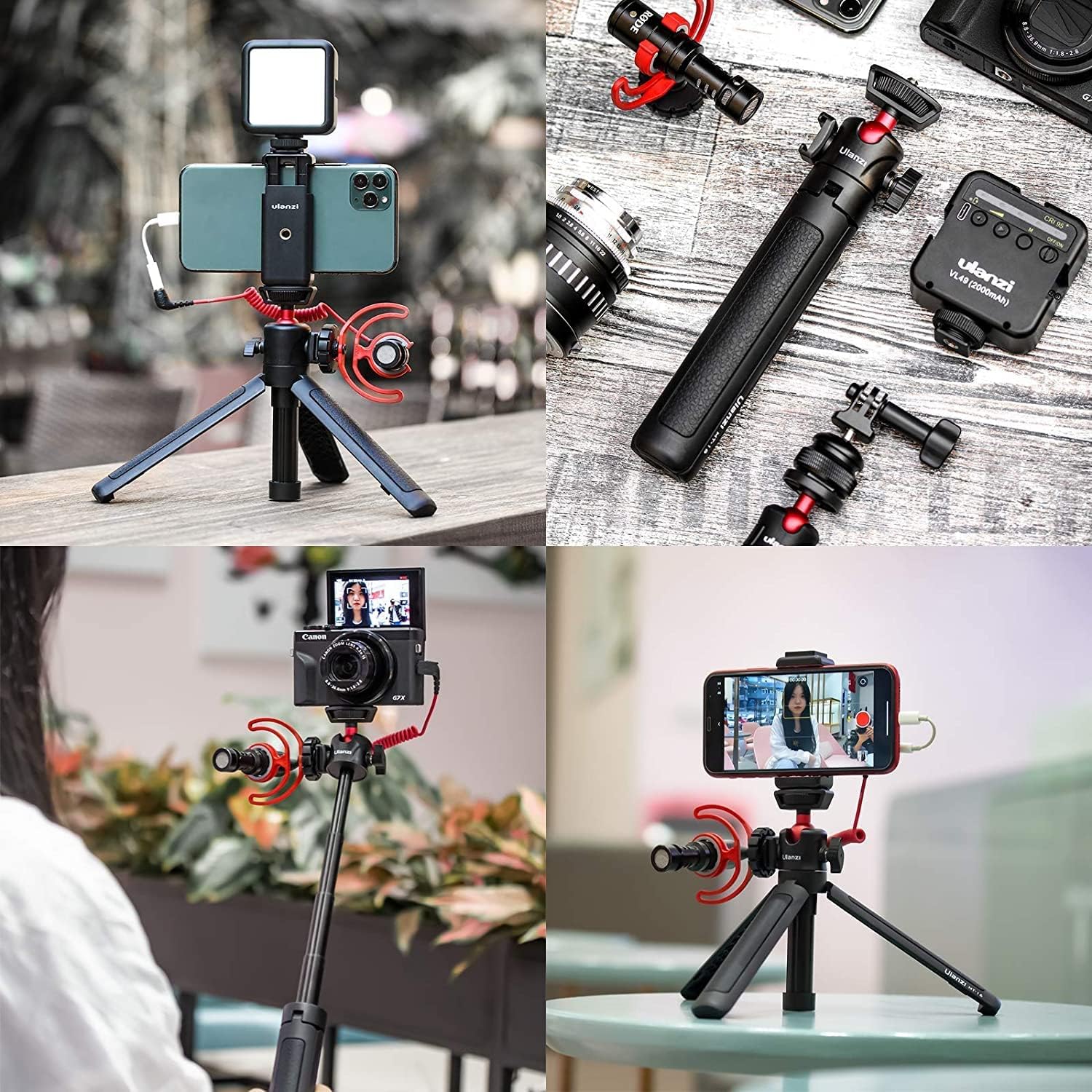 Perche à Selfie ULANZI MT-16 avec déclencheur à Distance, Support de téléphone Portable, trépied de Table pour Webcam, Appareil Photo, Mini trépied pour Smartphone iPhone Samsung