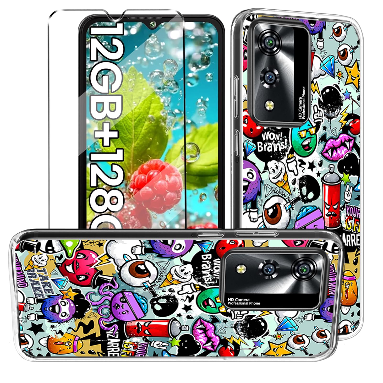 HuiYouMY 2-in-1 Case Compatible with CUBOT A10 Cover with 1 Pack Tempered Glass Screen Protector for CUBOT A10