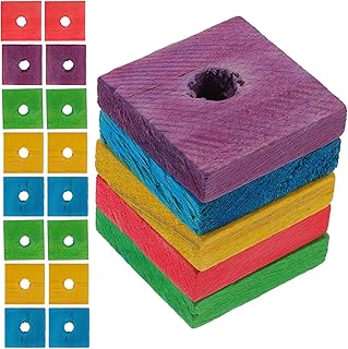 100pcs Diy Parrot Bite Toys Safe Wooden Chips for Chewing Grinding Fun Pet Toys for Cockatiels Parakeets Birds Mixed Color Design for Entertaining Play