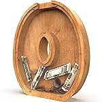 Piggy Bank for Kids Boys Girls, Large Personalized Wooden Letter Piggy Bank with Cut-Out Design, Alphabet Letter Coin Banks, Money Savings Box, Wooden Bank for Kids Creative Gift for Real-Money(O)