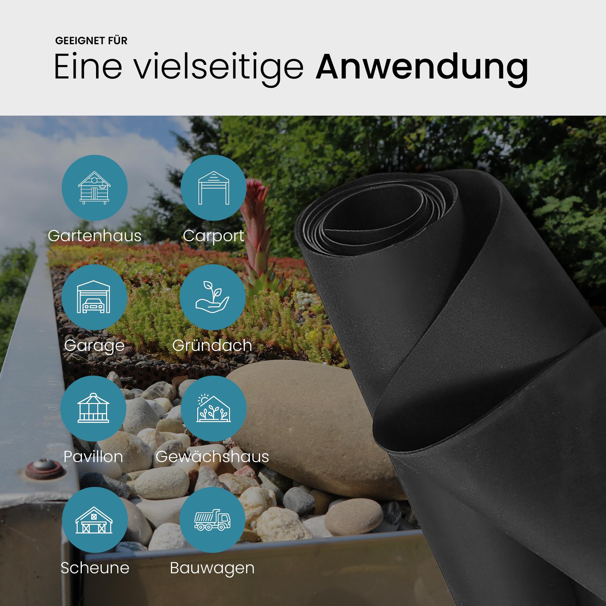 EPDM Dachfolie 1,5 mm 7,62 m x 6,5 m schwarz wasserdicht Dachabdichtung