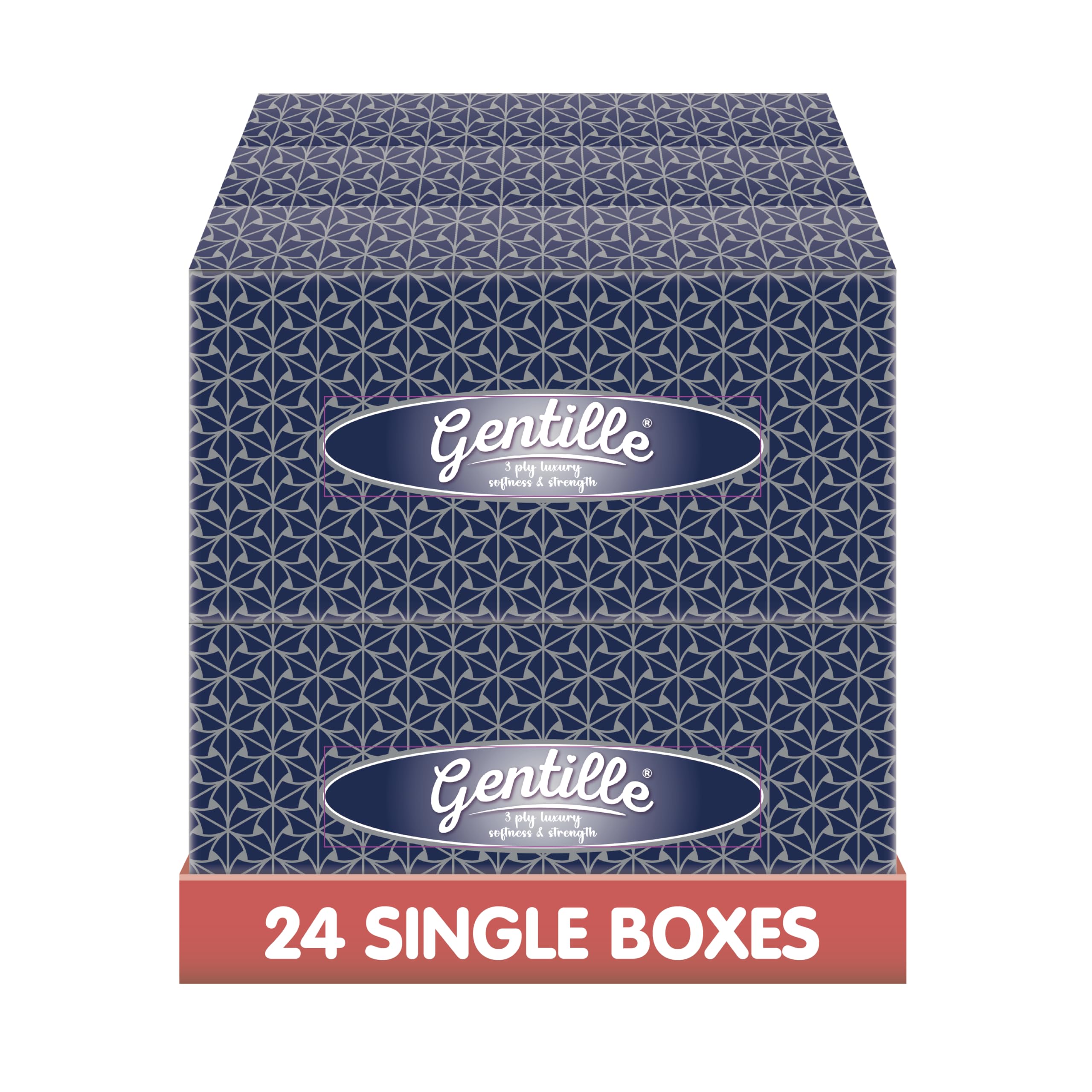 Gentille Soft 3-Ply Facial Tissues - 24-Pack for Adults | Ultra-Plush, Premium Strength | Made in UK Regular Pack