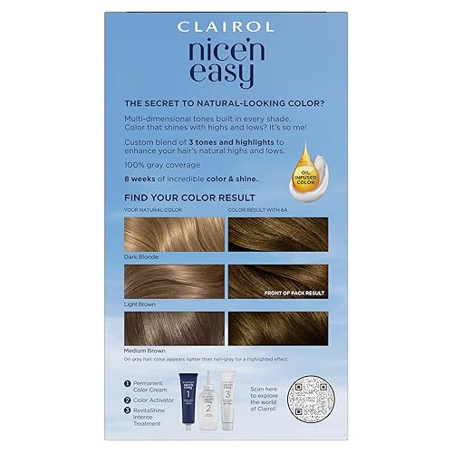 Miniatura 2 de Clairol - Tinte permanente Nice'n Easy para el cabello, color castaño ceniza claro 6A (Light Ash Brown), paquete de 1 unidad, el embalaje puede