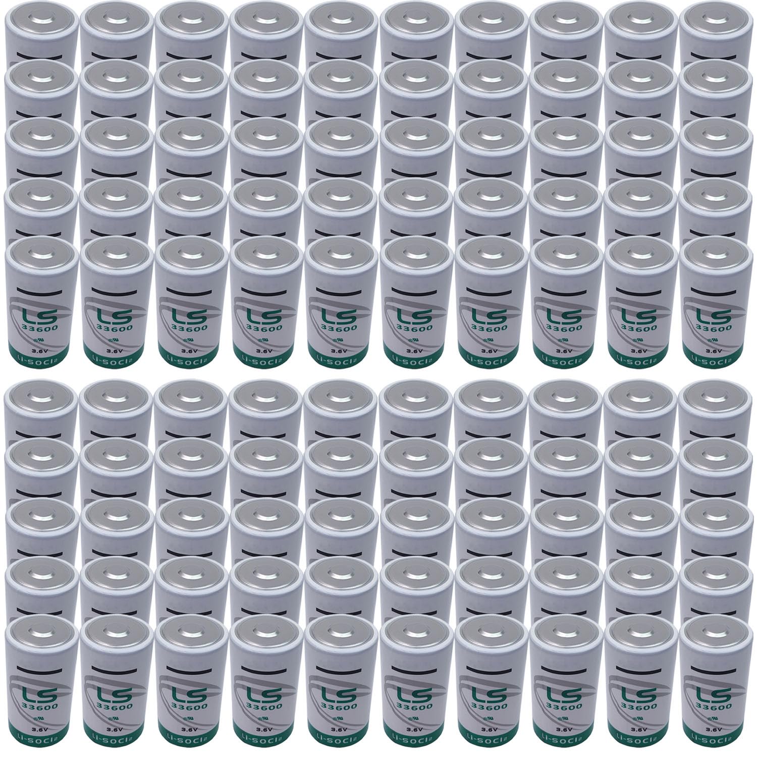 LINHUPAK (100-Pack) 17000mAh LS33600 D Size 3.6V Battery Replacement for LS33600 Lithium Thionyl Chloride Battery Non-Rechargeable