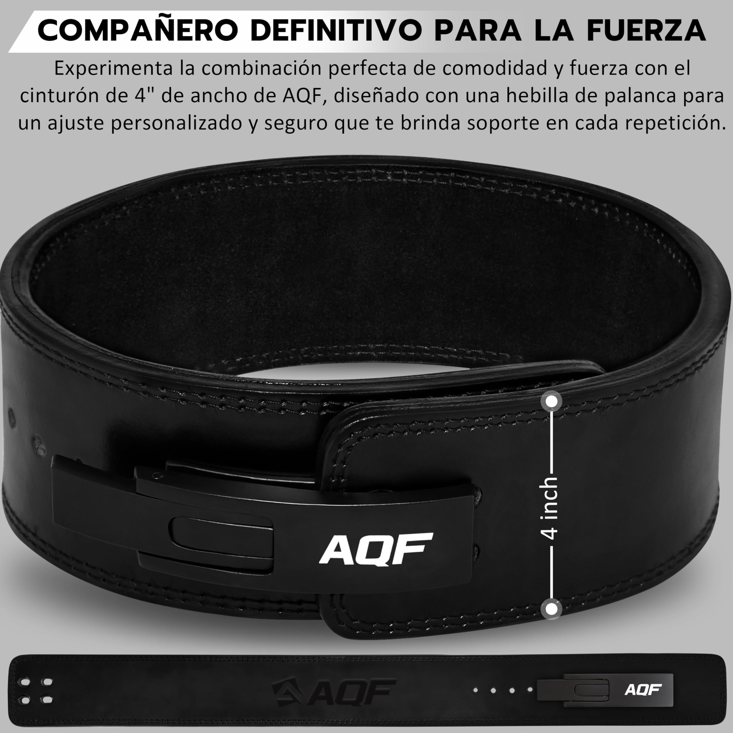 AQF Cinturon Lumbar Gimnasio Palanca Hebilla, 4" Amplio 10mm Gruesa Cinturon Halterofilia Cuero, Cinturón Gym, Faja Gimnasio Levantar Pesas, Powerlifting Belt Para Musculacion & Sport