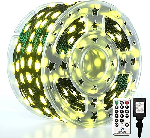 Guirnalda de luces de Navidad para exteriores, 1000 LED de 344 pies con control remoto, fácil de moldear, impermeable, enchufable, luces de hadas