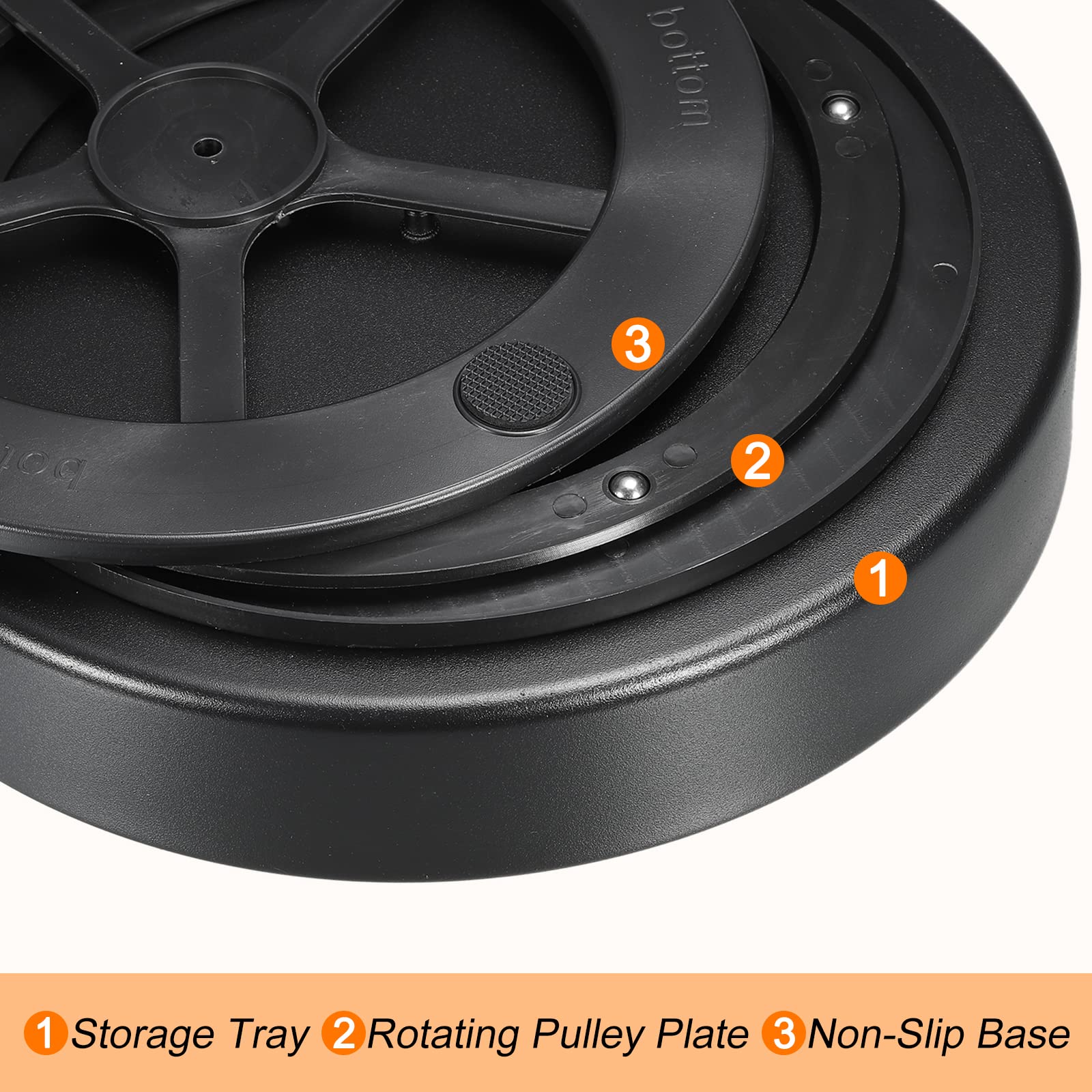 sourcing map Lazy Susan Organiseur 2 Niveau Plateau Tournant Rotatif Noir