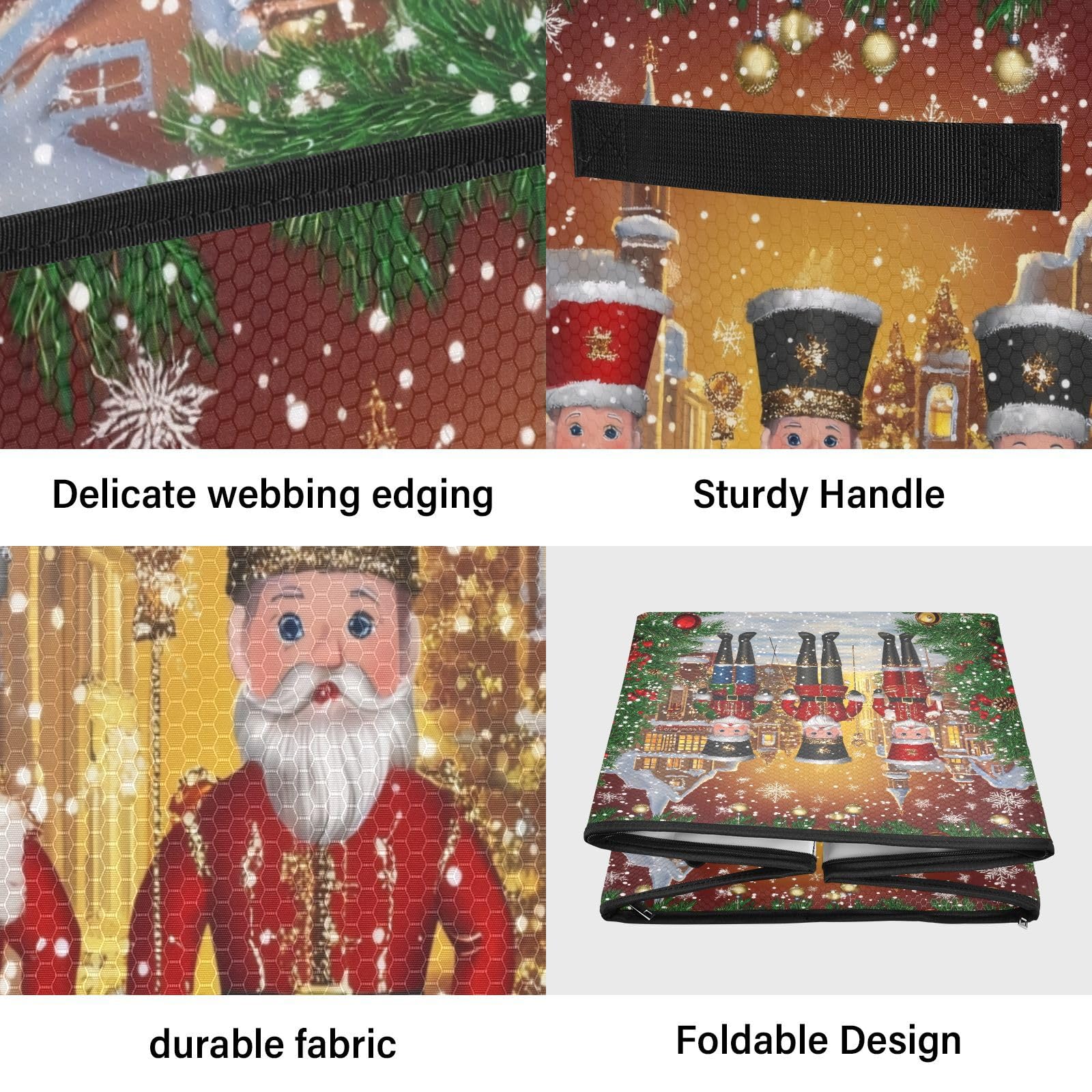 FLildon Christmas Nutcracker Christmas Ornament Storage Box Fit 64 Holiday Ornaments Storage Container with Dividers 4 Trays for Xmas Decorations Accessories