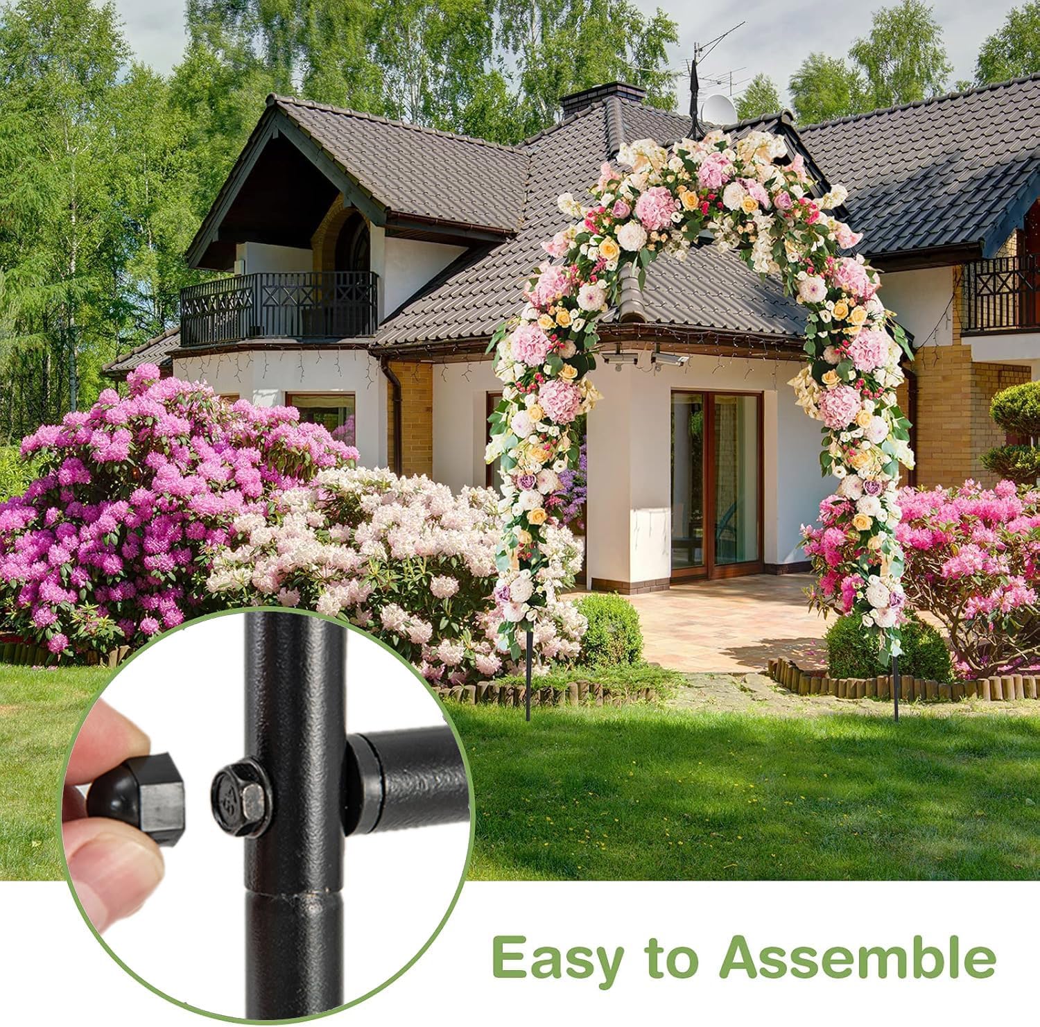 S AFSTAR 9.5 Ft Metal Arch, Outdoor Garden Arch for Various Climbing Plant Flower, Wedding Backdrop Stand Archway Arbor for Wedding Garden Party Ceremony Decoration, Easy-to-Assemble (1)