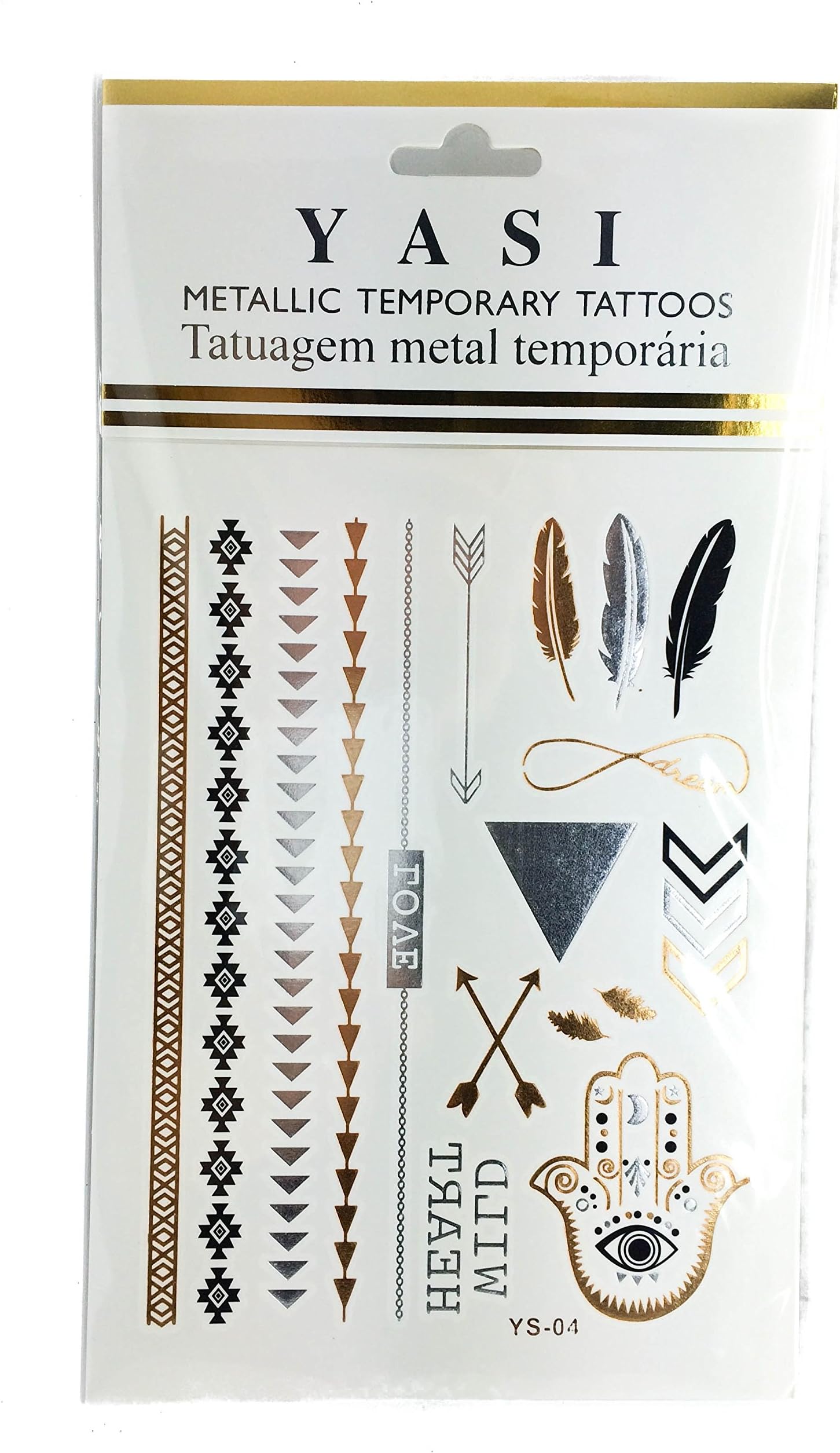 Yasi Metallic Temporary Tattos -Wild Heart YS-04