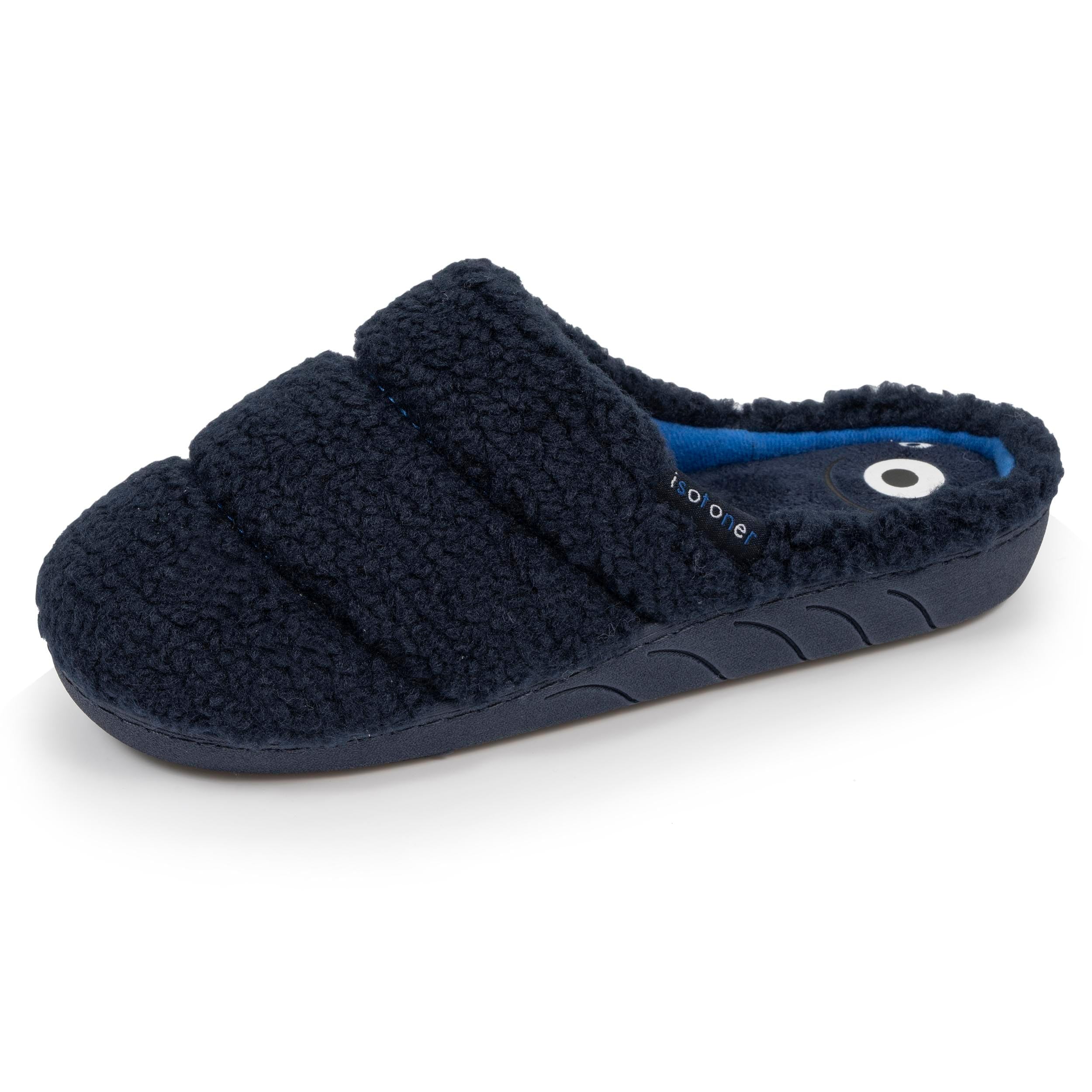 Isotoner Chaussons pantoufles Mules garçon en sherpa, semelle ergonomique confort, 39 EU, marine