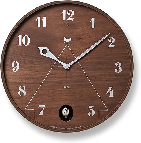 Lemnos Reloj de cuco analógico color natural madera marrón PACE LC11-09 BW Lemnos φ12.0 x D4.7 pulgadas (12.008 x 4.724 in)