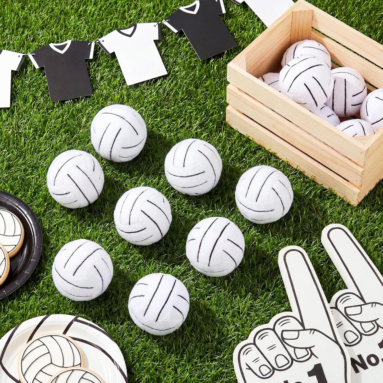 12 Pack 2.4 Inch Volleyball Stress Balls Plush Sports Stress Ball Stuffed Volleyball Gift Soft Squeeze Sports Fidget Toys Bulk for Reward Birthday Senior Night Party Favor