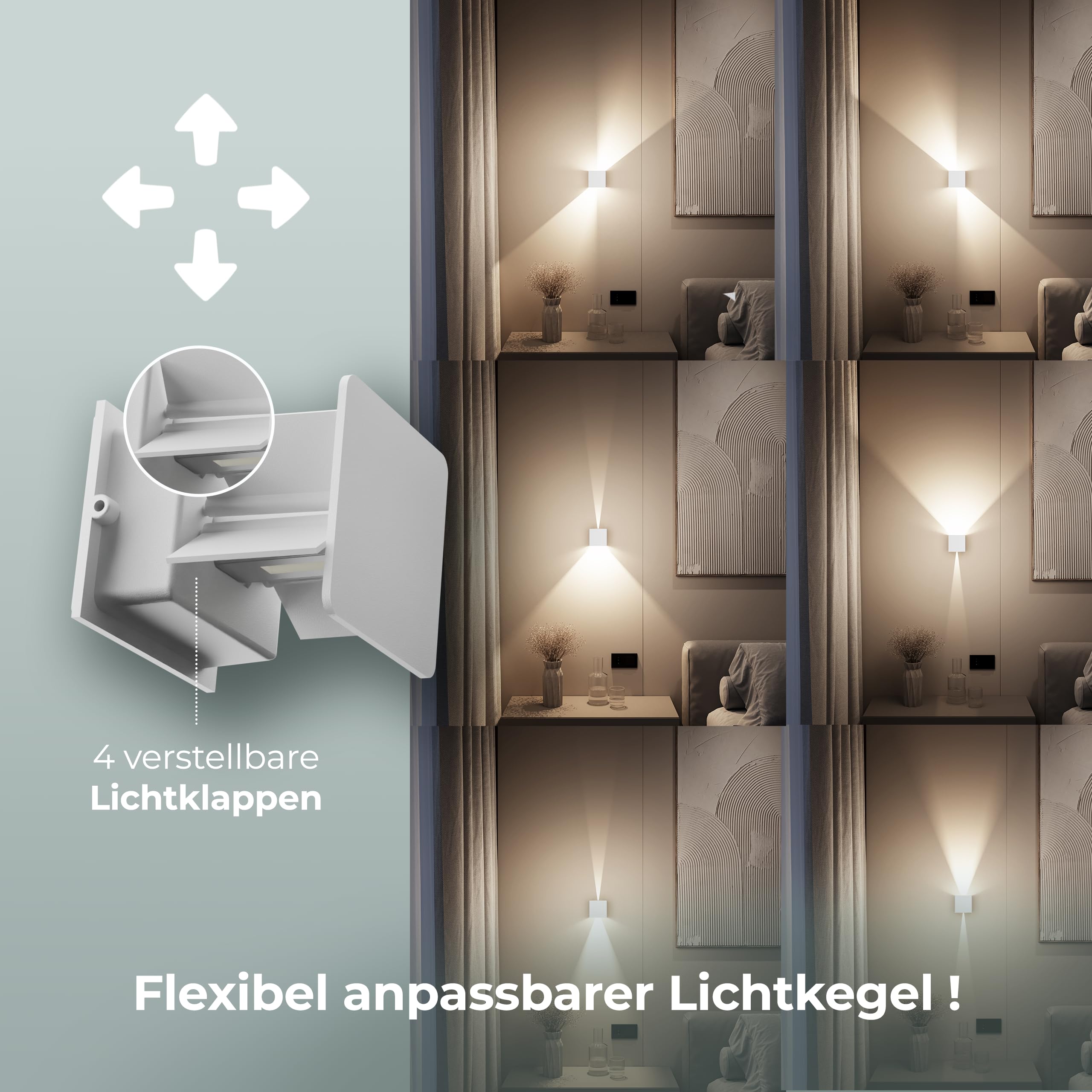 NEONA Xena LED Wandleuchte Innen & Außen – Design Lampe IP65 mit Up & Down Light – Warmweißes Licht 3000K – Modern, Dimmbar, Aluminium – für Wohnzimmer, Flur, Terrasse, Fassade (Weiß)