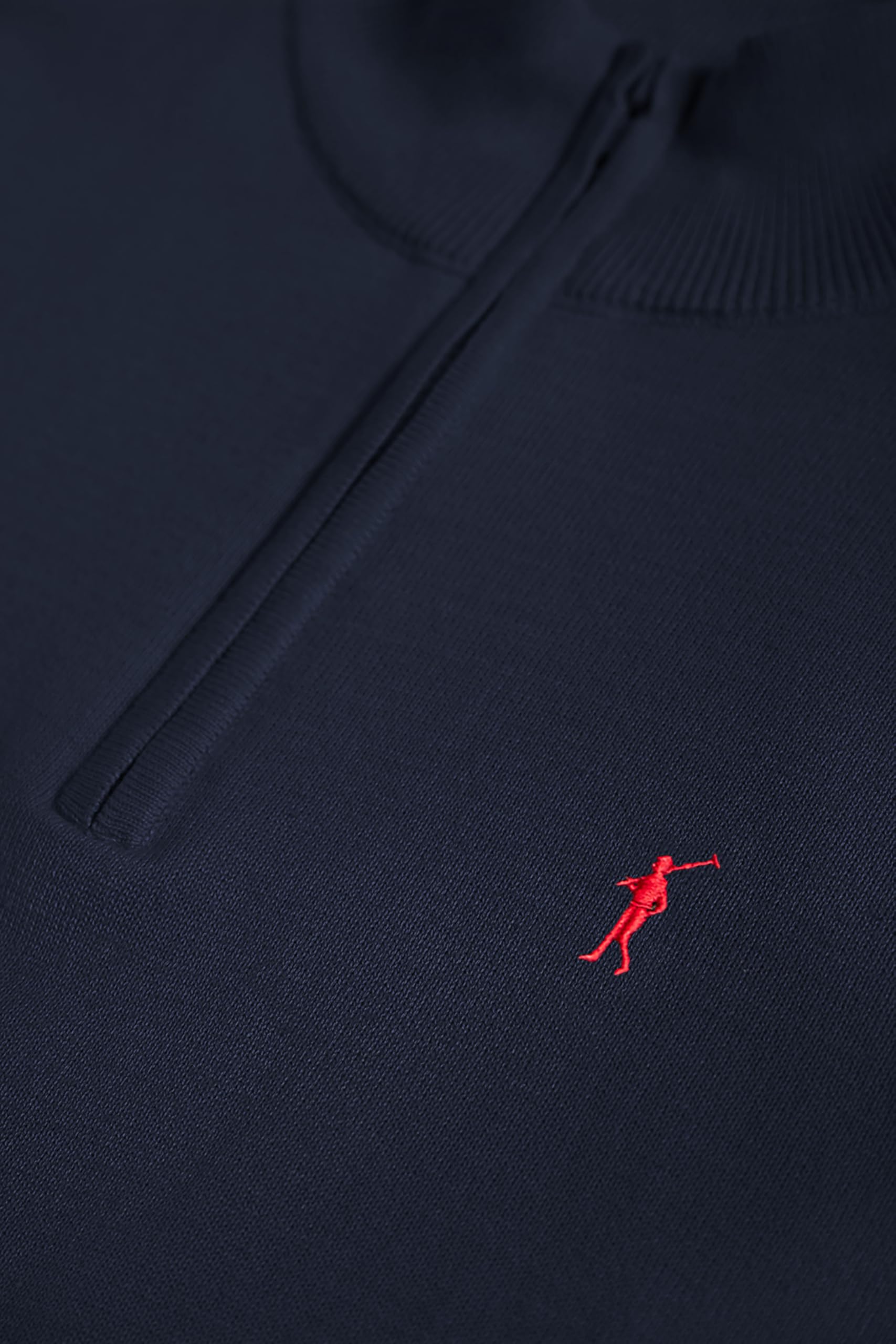 Polo Club Jersey con Cierre de Media Cremallera y Cuello Alto - Jersei con Logo Bordado para Hombre - Suéter Manga Larga 100% algodón