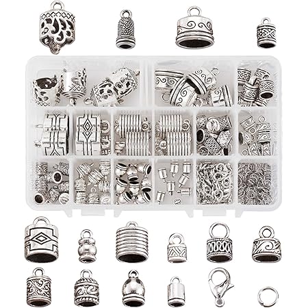 78 Embouts De Corde En Alliage Style Tibétain - 8 Styles Différents - Pour Bracelets, Colliers DIY - Doré Antique - Avec Boîte De Rangement