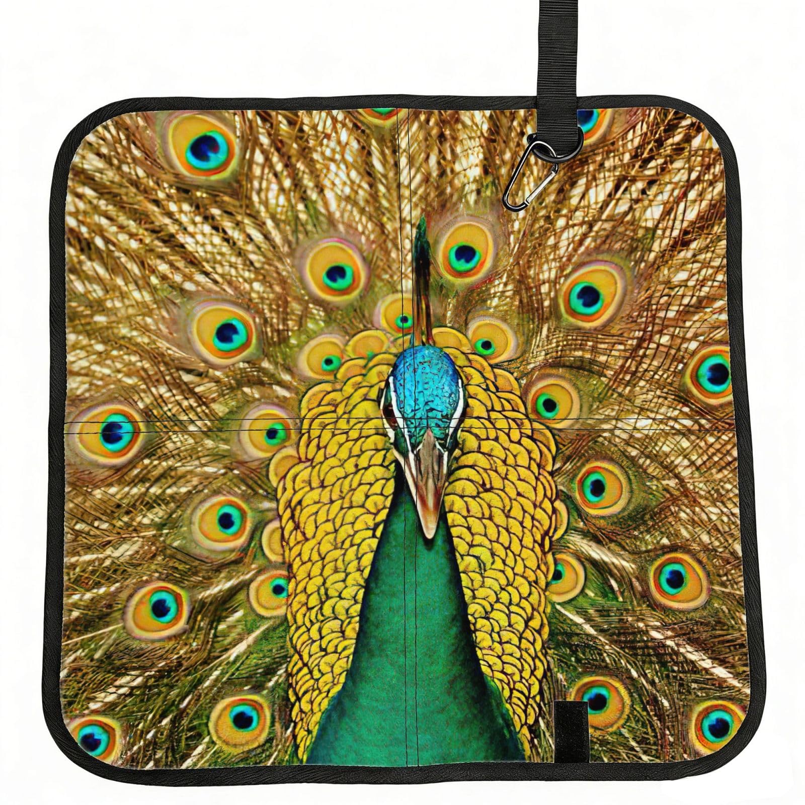 bghdfa Peacock Print Outdoor Sitting Mat Waterproof Oxford Cloth Seat Cushion Folding Foam Camping Seat For Picnic