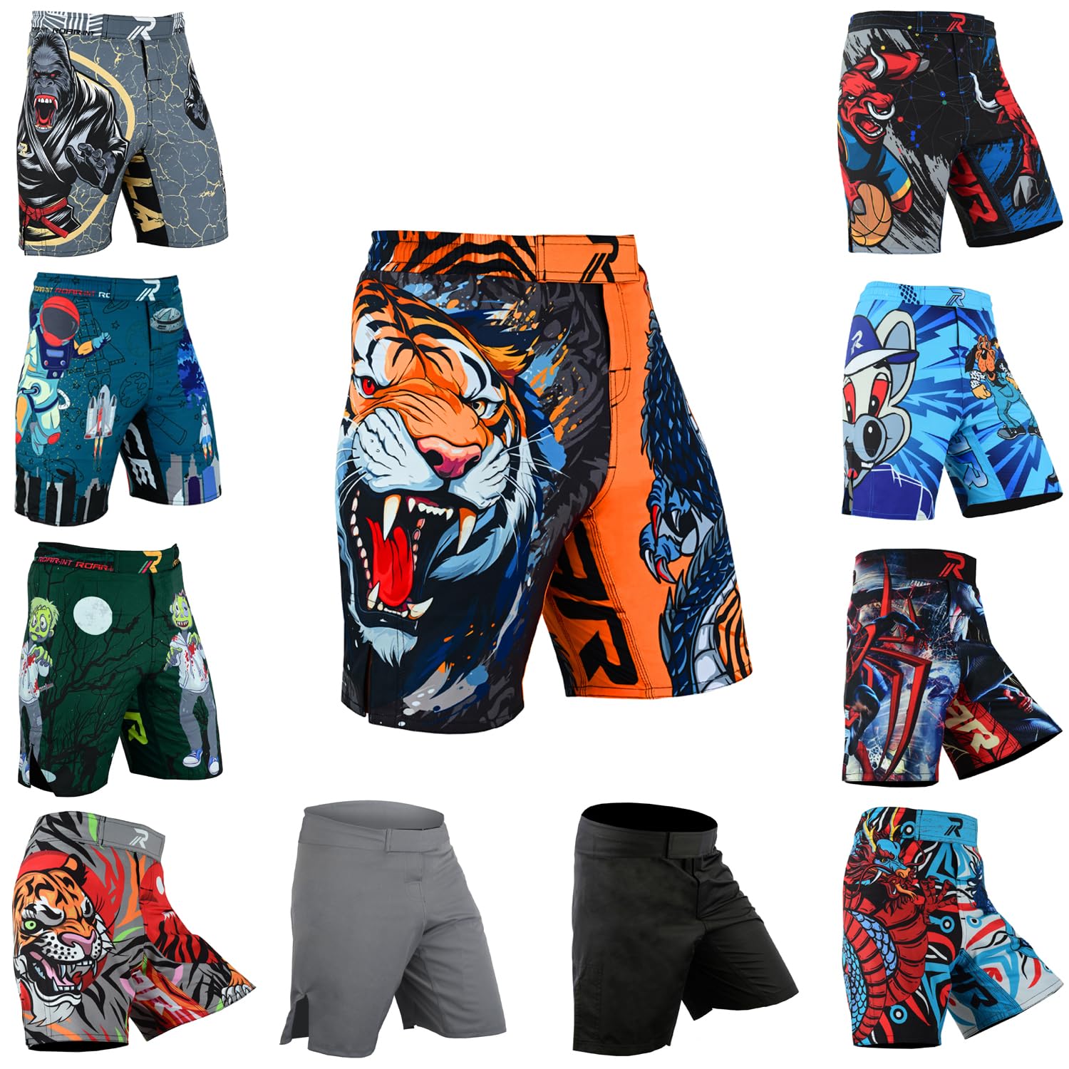 ROAR-INT Kids Mixed Martial Arts MMA Shorts BJJ Cross Training Gym Boxing Grappling Kickboxing Muay Thai Workout Shorts