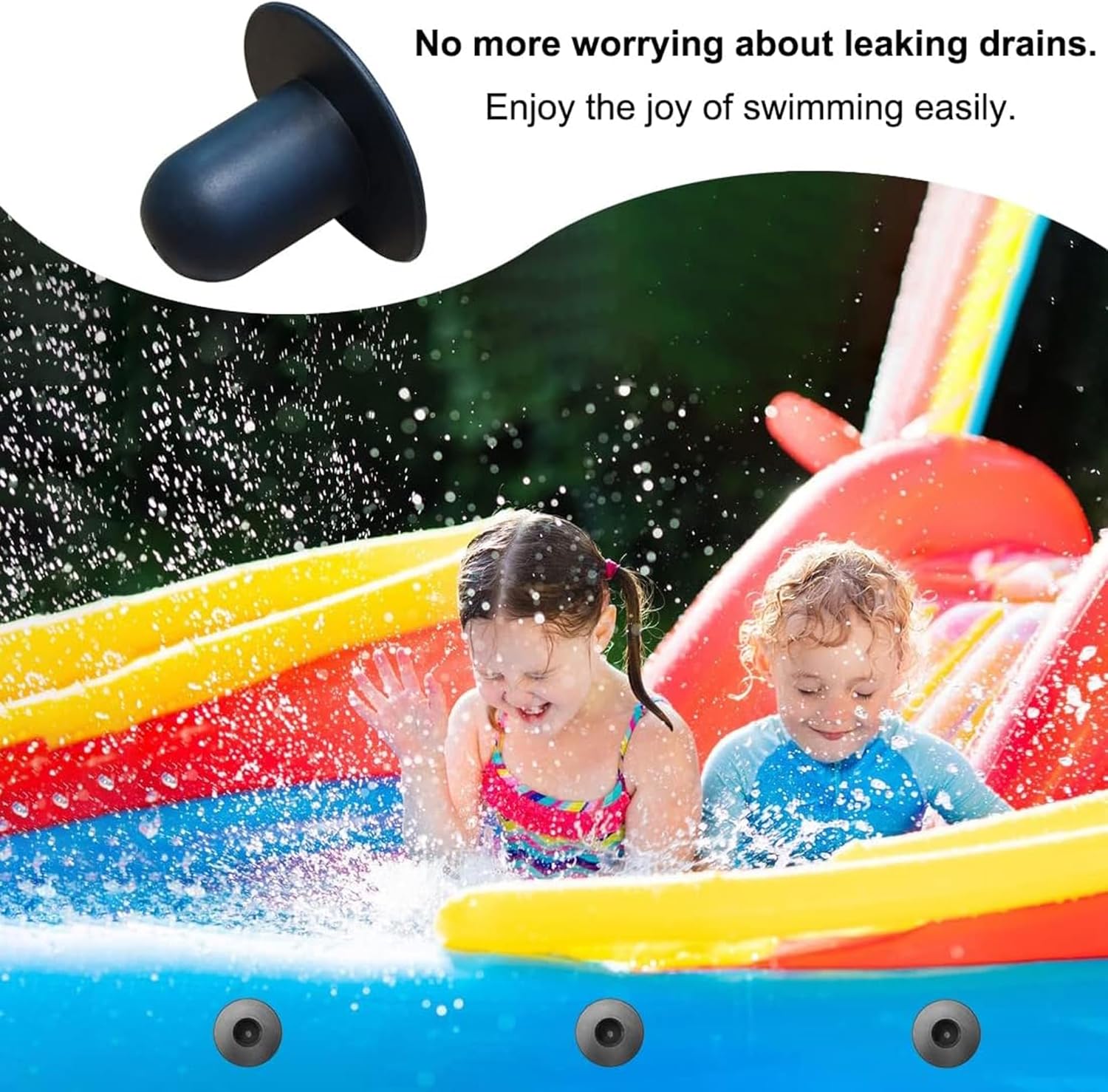 Popbee 4 PCS Swimming Pool Pump Strainer Hole Plug Replacement for Bestway & Intex Pools Ground Swimming Plug Wall Plug Stopper (Black)