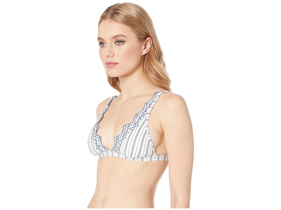 

Seafolly Sea Stripe Fixed Longline Tri Bikini Top (White) Women's Swimwear