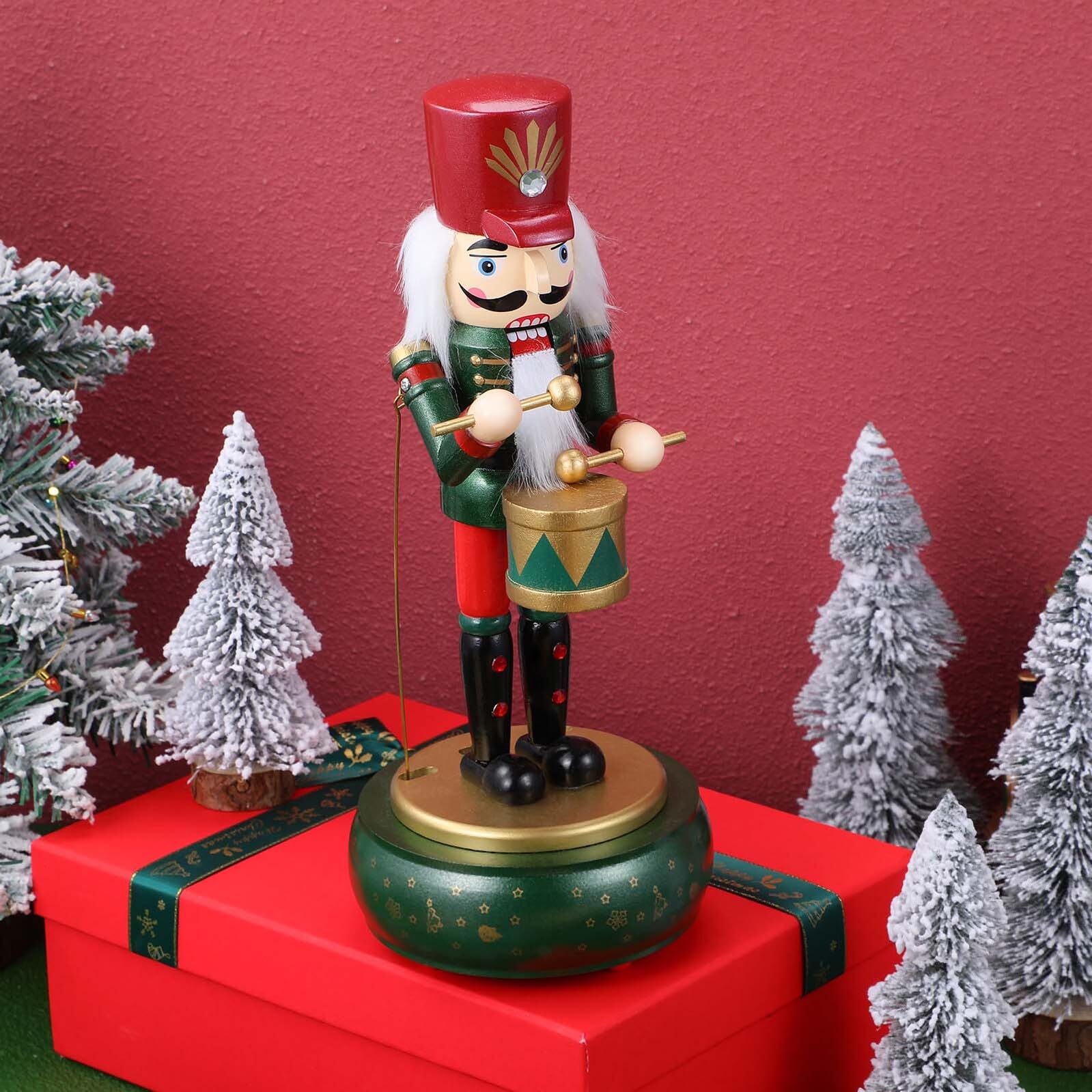 VICASKY Figura Tradizionale Carillon 32 Cm in Legno Decorazione Natalizia per Centro Tavola e Stufa