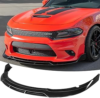 MUTUSAISI Gloss Black Front Bumper Lip Splitter Kit Fit for Dodge Charger SRT/Hellcats/Scat Pack 2015-2023 RT Style, Air Chin Body Kit Accessories