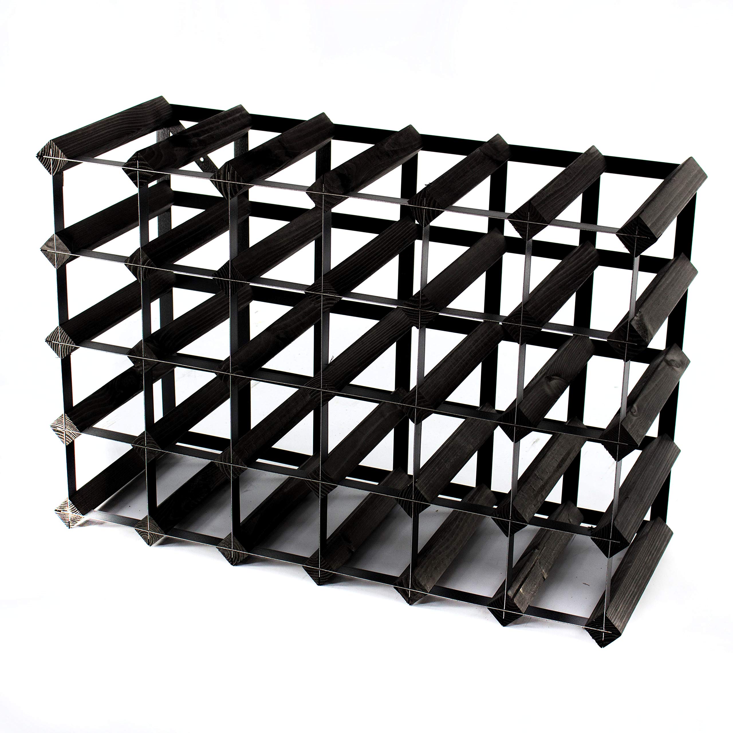 Cranville Wine Racks Madera Classic 30 Botella De Roble Oscuro Manchado Y Metal Autoensamblaje Estante Del Vino Galvanizado