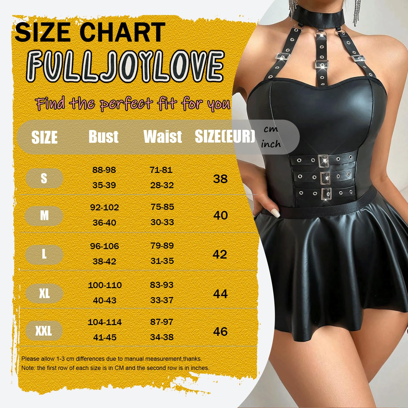 Vestido de piel sintética para mujer, talla grande, con tanga, piel sintética, cuello en V, sin espalda, babydoll Chemise con lencería gótica