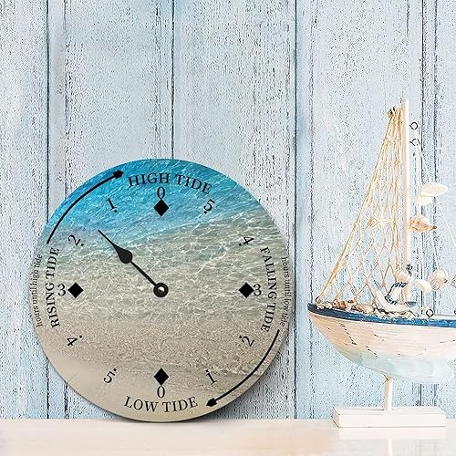 Miniatura 2 de Reloj de marea con temática de playa, reloj de marea con marea alta costera, reloj de marea baja, reloj de movimiento de marea náutica para el