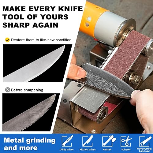 Miniatura 3 de Mini lijadora eléctrica para pulir-afilar, máquina lijadora portátil, mini kit de molinillo de banco, afilador de cuchillos de 7 velocidades para