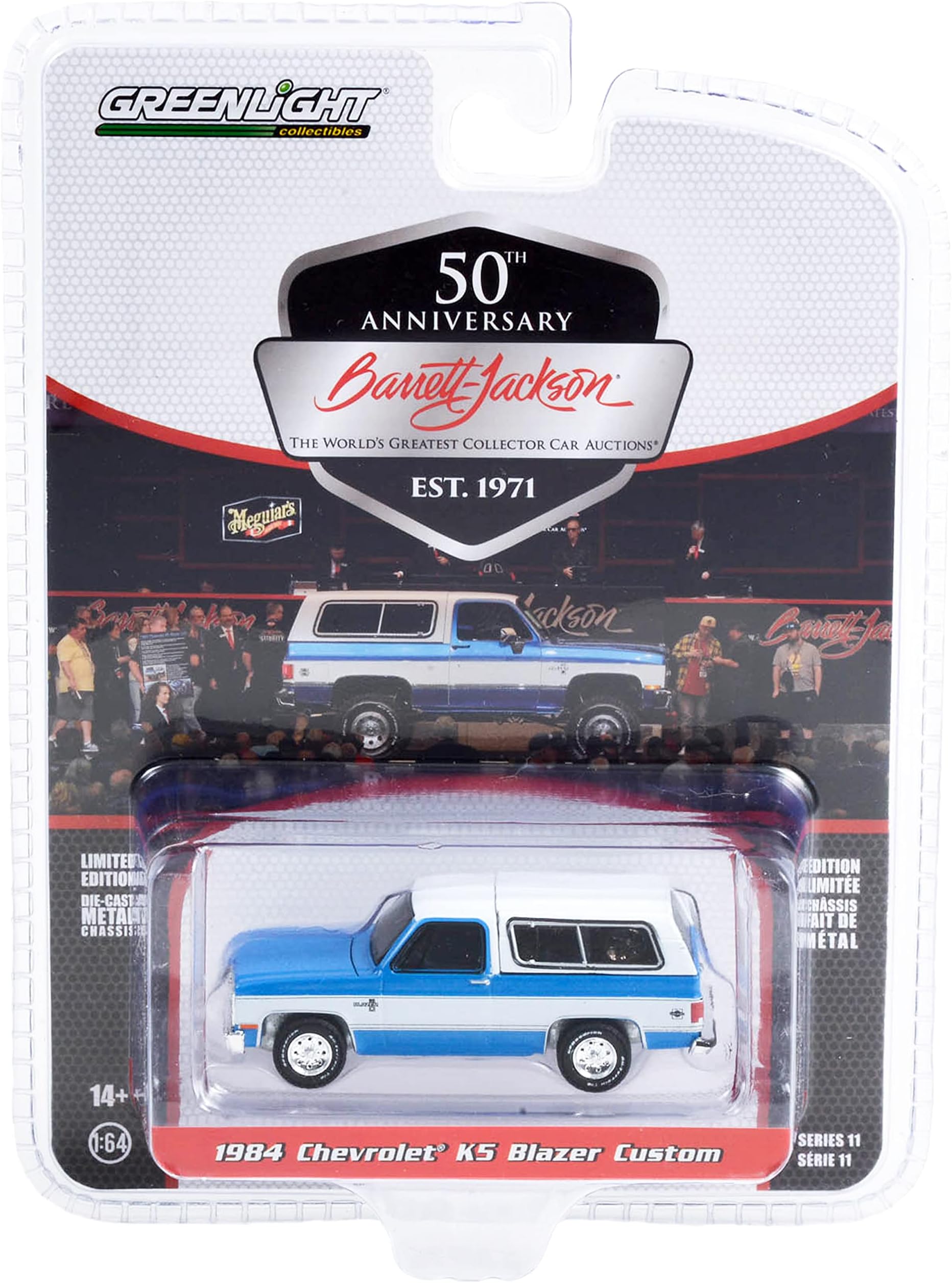 1984 Chevy K5 Blazer Custom Blue and White (Lot #534) Barrett Jackson Scottsdale Edition Series 11 1/64 Diecast Model Car by Greenlight 37270 D