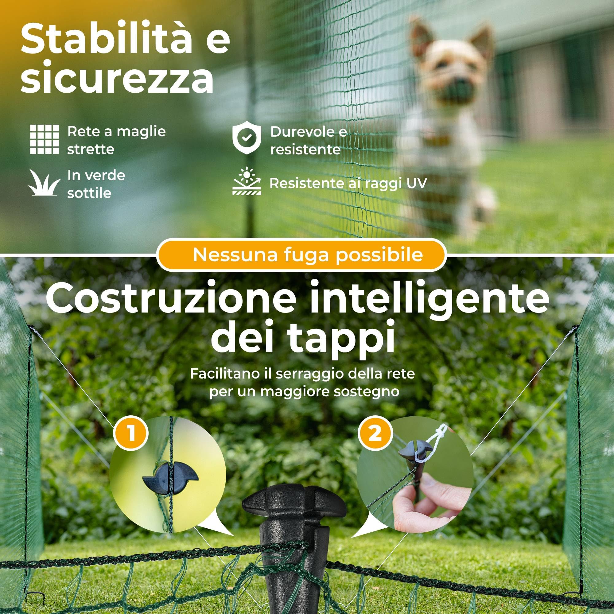 NATURIZ® Pollaio 15m / 20m / 25m x 90cm- recinto per cani e recinto cani campeggio, estremamente stabile, Verde (20 m)