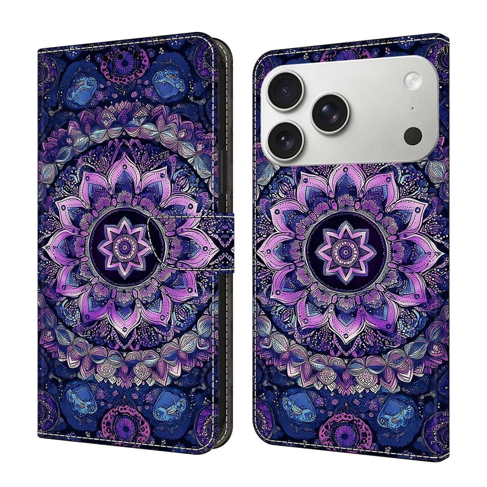 Étui compatible avec iPhone 16 violet datura avec rabat magnétique
