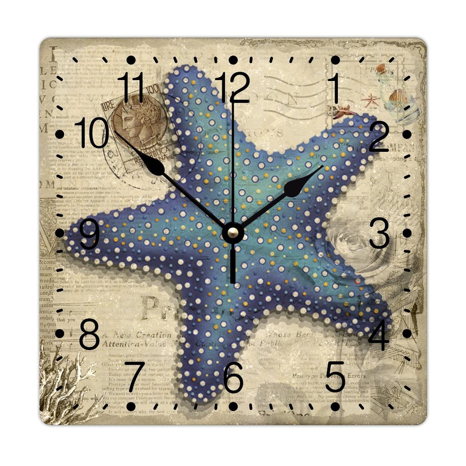 Horloge murale quartz silencieuse motif étoile de mer