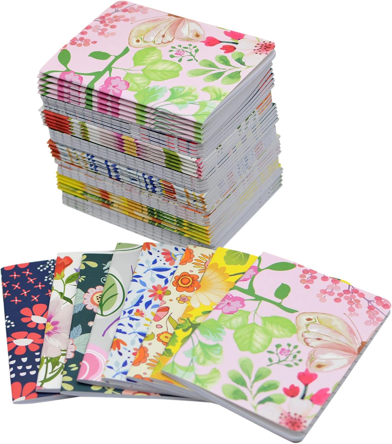 YYaaloa 100pcs Mini Notepads Pocket Notebooks, Happy Journal Small Notebooks Bulk for Party Favors Office Home Coworkers Travel Gift Present Supplies