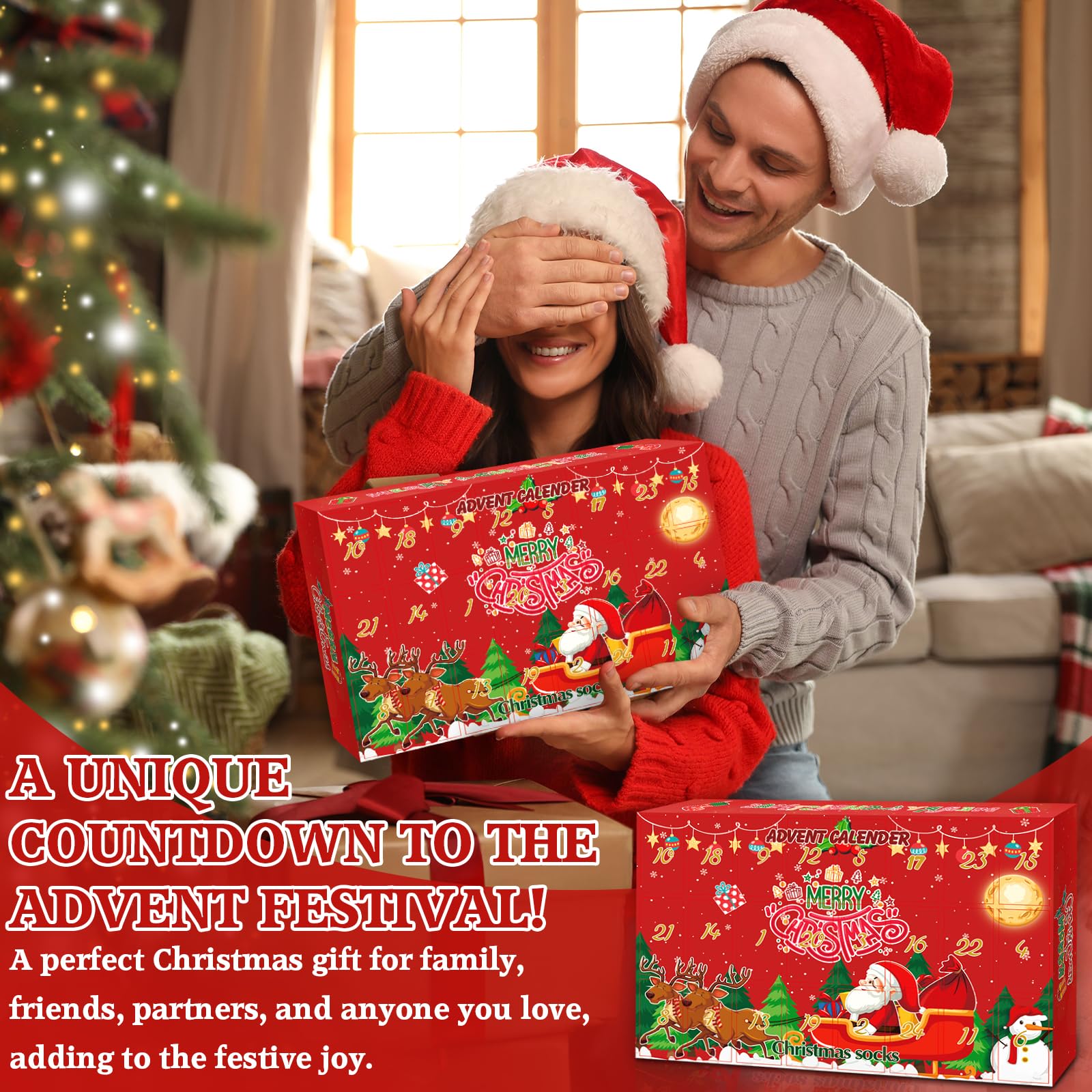 Calendario Dell'Avvento 2025 Con 12 Paia Di Calzini Natalizi | Taglia Donna 34-40, Morbidi E Colorati, Regalo Di Natale Originale
