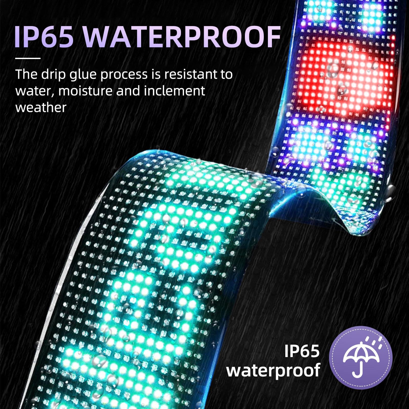 Panel de visualización LED, pantalla flexible programable, USB/enchufe, control por aplicación Bluetooth, panel RGB, resistente al agua, desplazamiento personalizado, placa luminosa con mando a