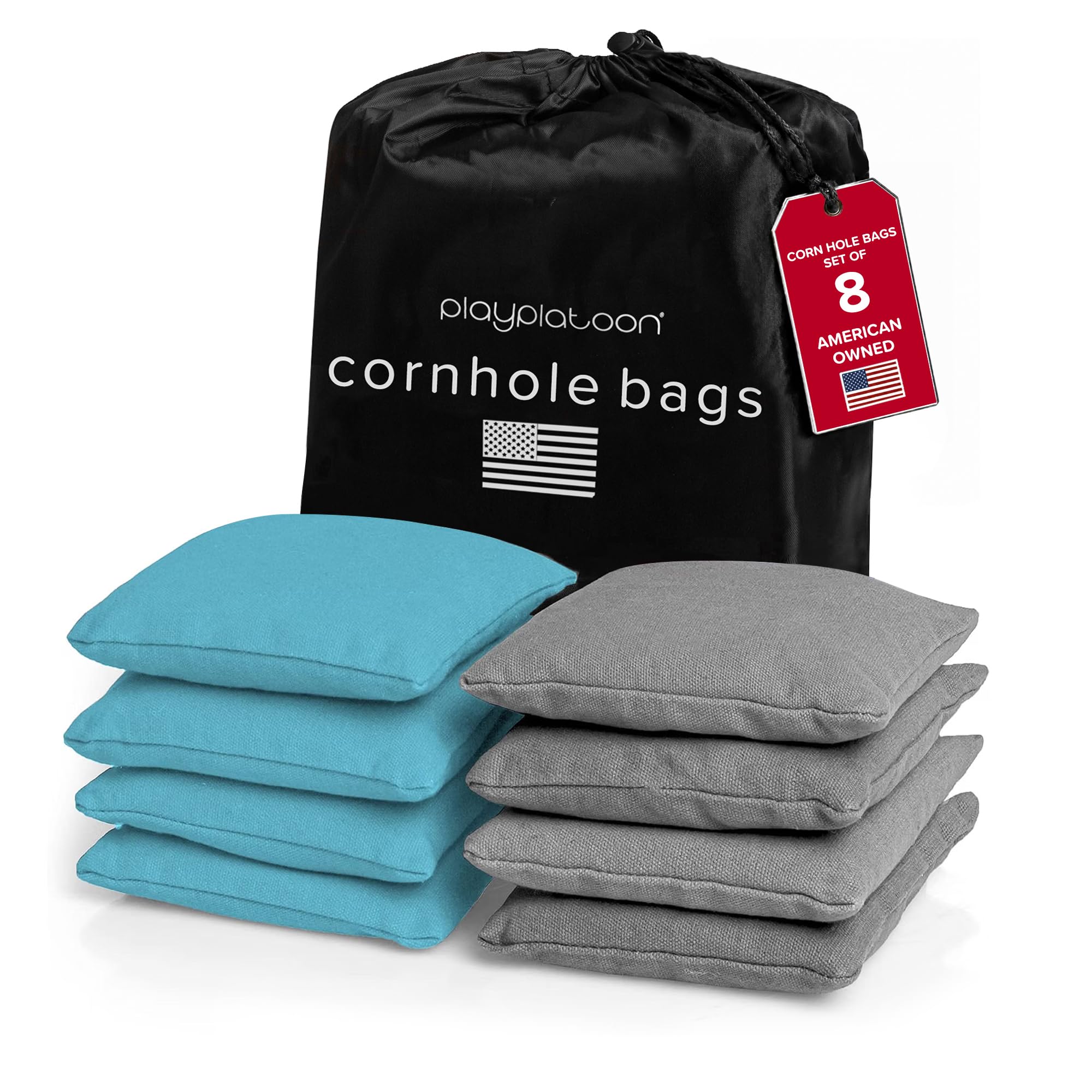 Play Platoon Cornhole Bags Set of 8 Regulation Size &amp; Weight Duck Cloth