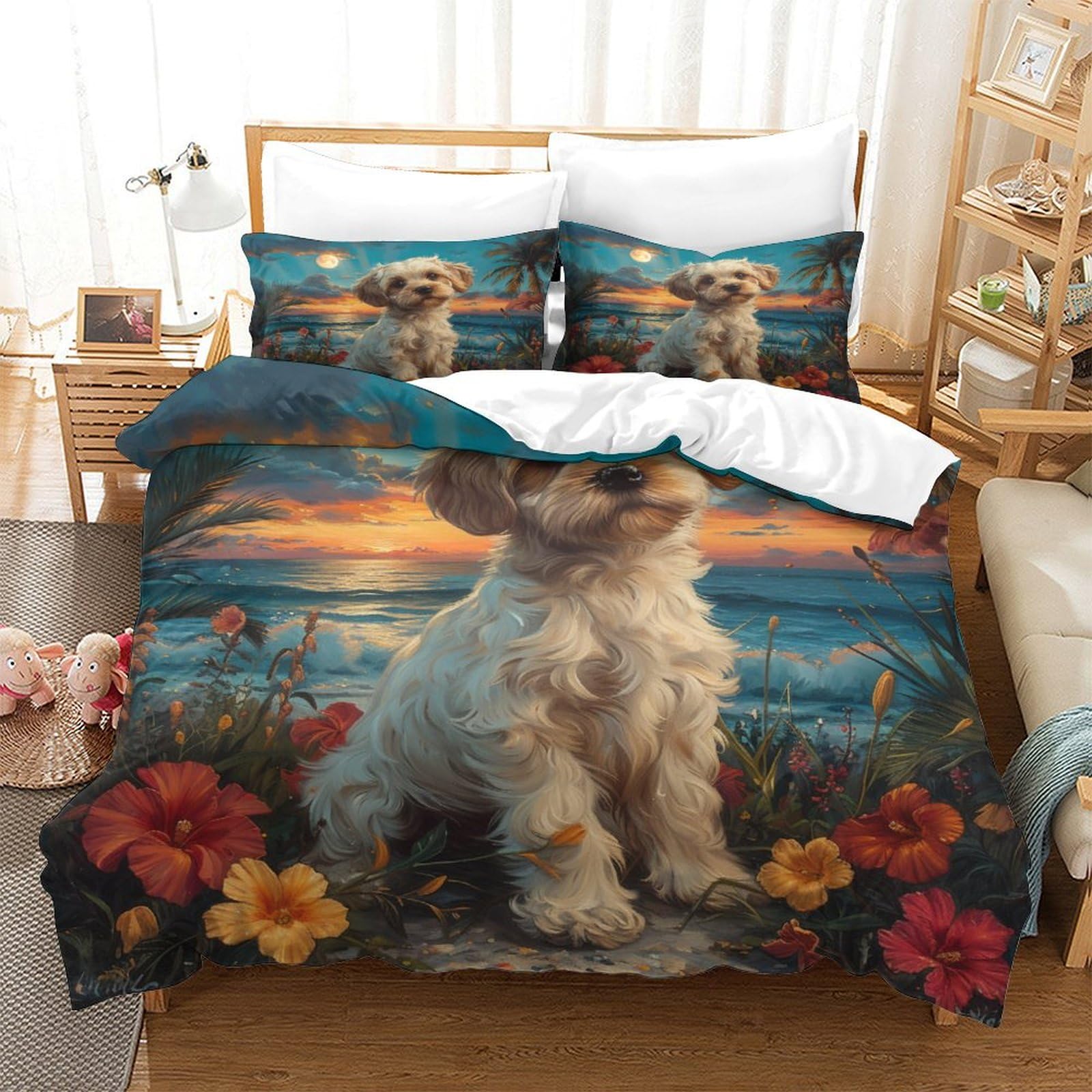 Housse de couette microfibre 220x240 cm zippée facile à repasser