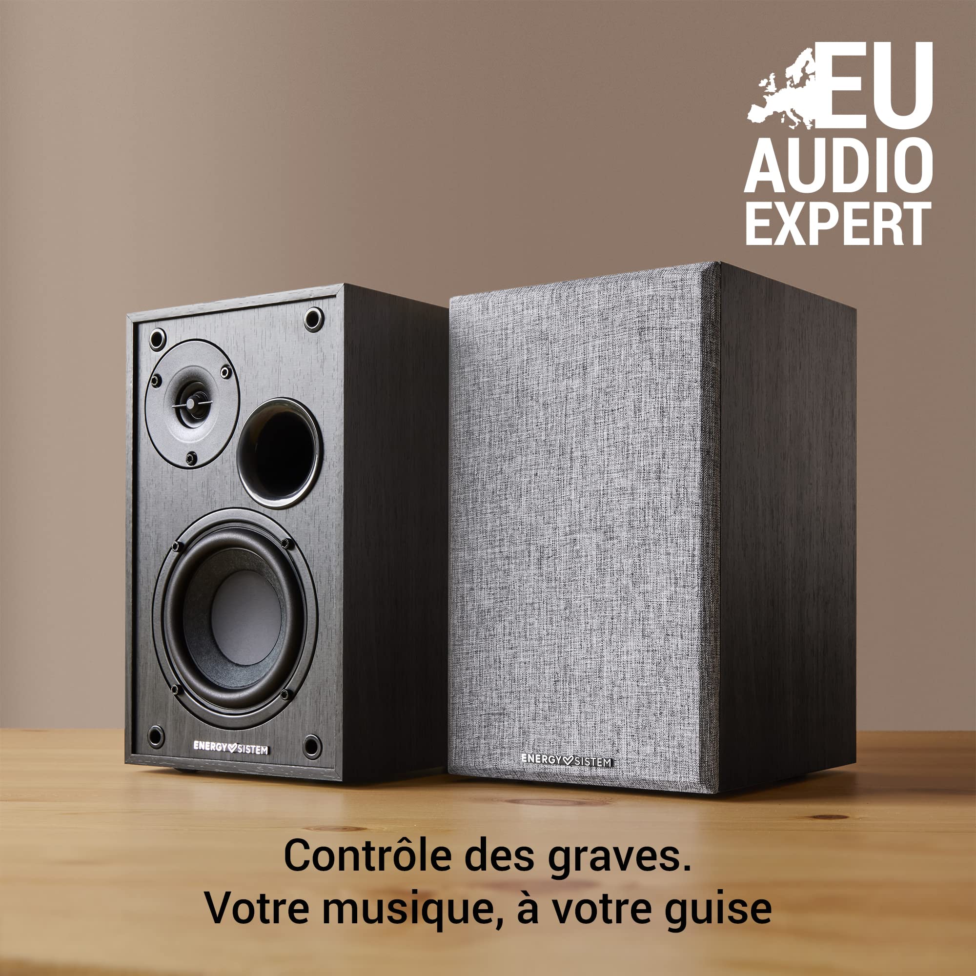 Energy Sistem Studio Monitor 2 - Bluetooth Jeu de 2 Enceintes Actives de bibliothèque 2.0 Chaîne Haut (Parleur Actif 2.0, Bluetooth 5.0, 50 W, Subwoofer, Entrée Optique TOSLINK, Port HDMI Arc) Noir