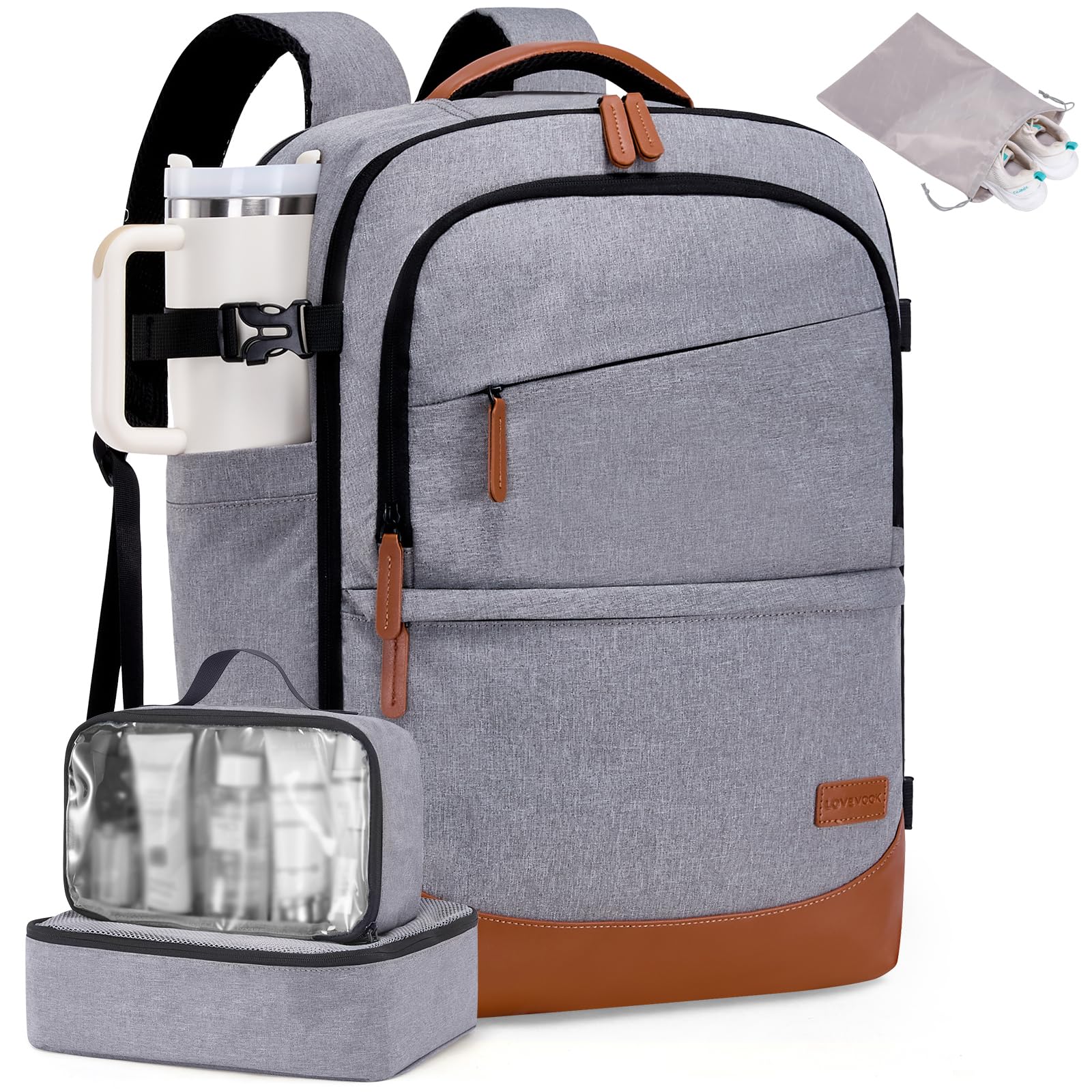 LOVEVOOK Travel Backpack for Women & Men, 40L Carry on Backpack Airline Approved, Large TSA Personal Item Travel Bag fits 17.3" Laptop, Business