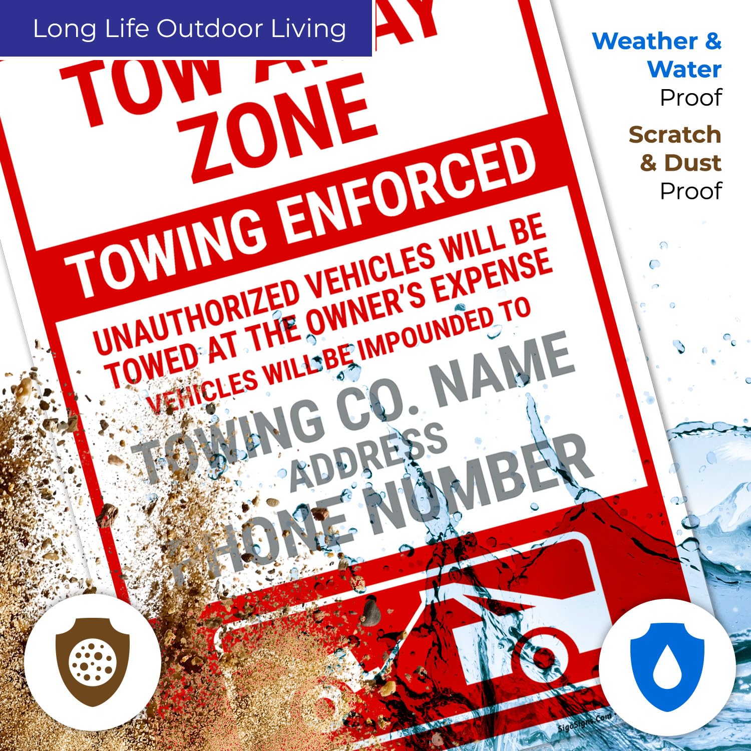 USA TOW AWAY ZONE看板 Custom Tow Away Zone Sign, Towing Enforced Personalized Text