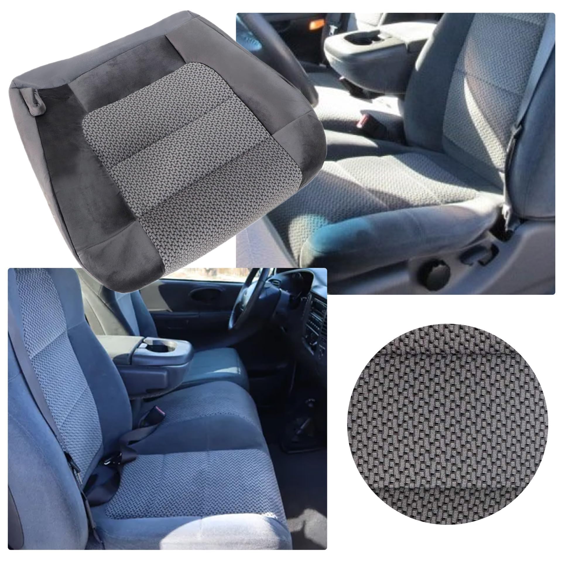 GXARTS Driver Side Front Left Bottom Cloth Breathable Seat Cover Dark Graphite Gray #MT or FT Compatible with Ford F150 XLT Super-Crew Cab Single Cab 4X4 2WD 2001 2002 2003