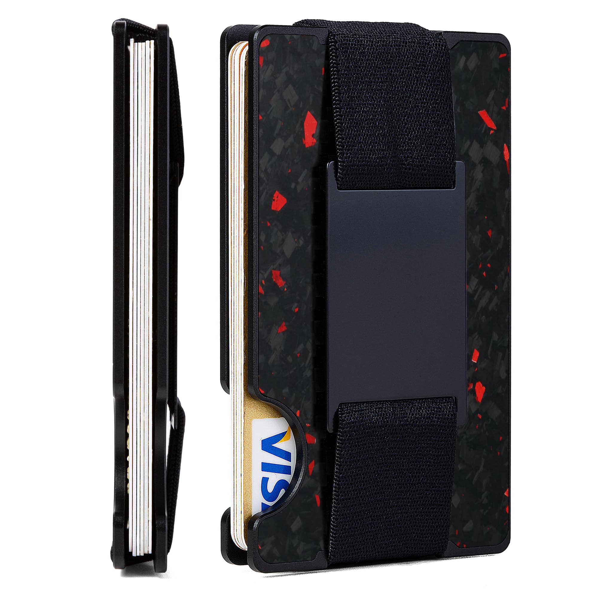 GOLRIDI Minimalist Wallet for Men,Slim RFID Blocking Wallet,Durable Expandable Compact Plate, Matel Credit Card Holder,Cash Strap/Money Clip (Matte