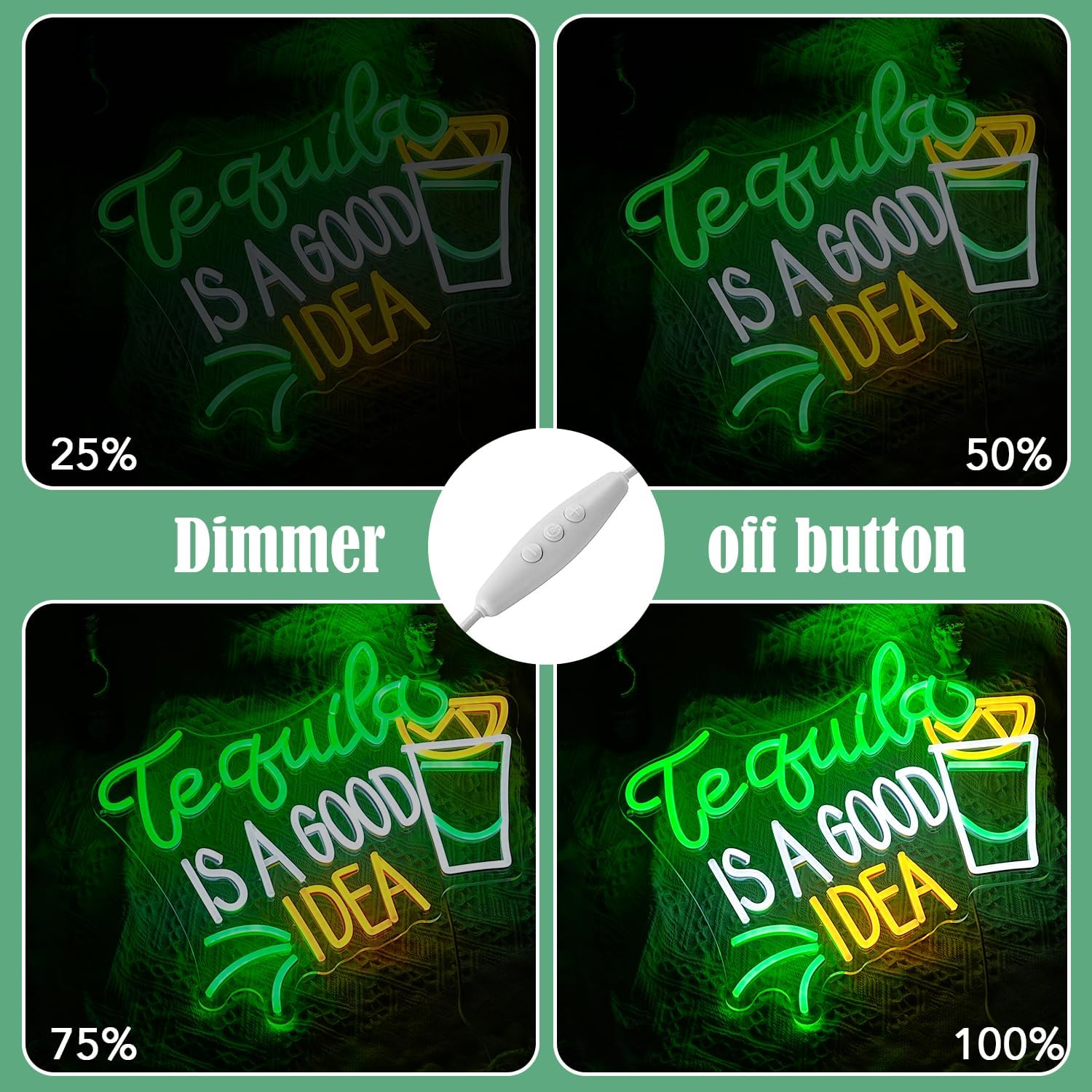 Tequila Is A good Idea Neon Sign LED Tequila Light Up Sign for Wall Decor Dimmable USB Tequila Neon Light Signs for Beer Bar Home Party Music Festival Man Cave Restaurant - Image 4