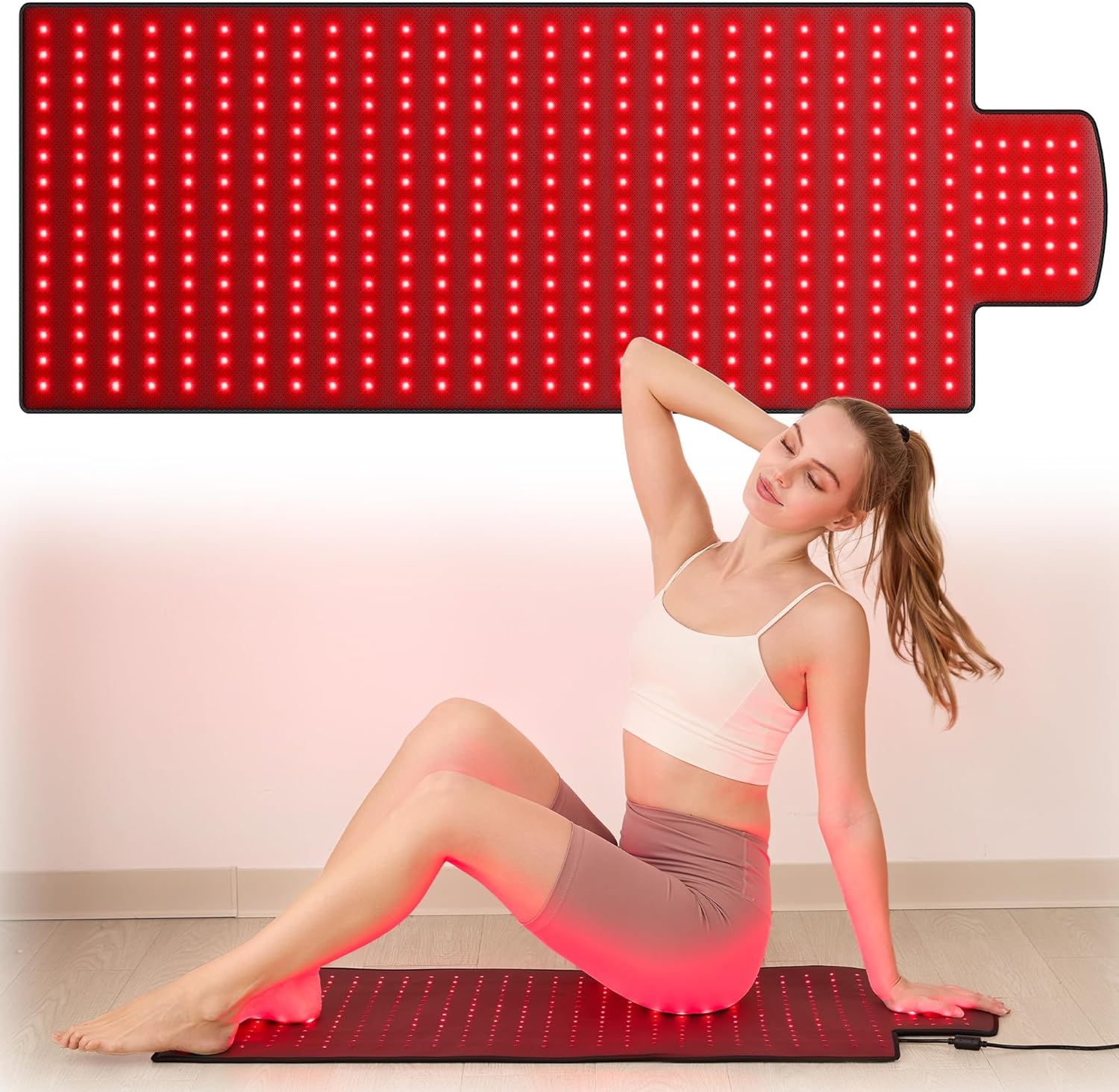 Extra Large Red Light Therapy Mat, 40" x 16.5" High-Density LEDs Full Body Red Light Therapy, 660nm & 850nm Dual Wavelengths, Flexible Mat for Muscle Comfort & Skin Wellness, Foldable with Timer