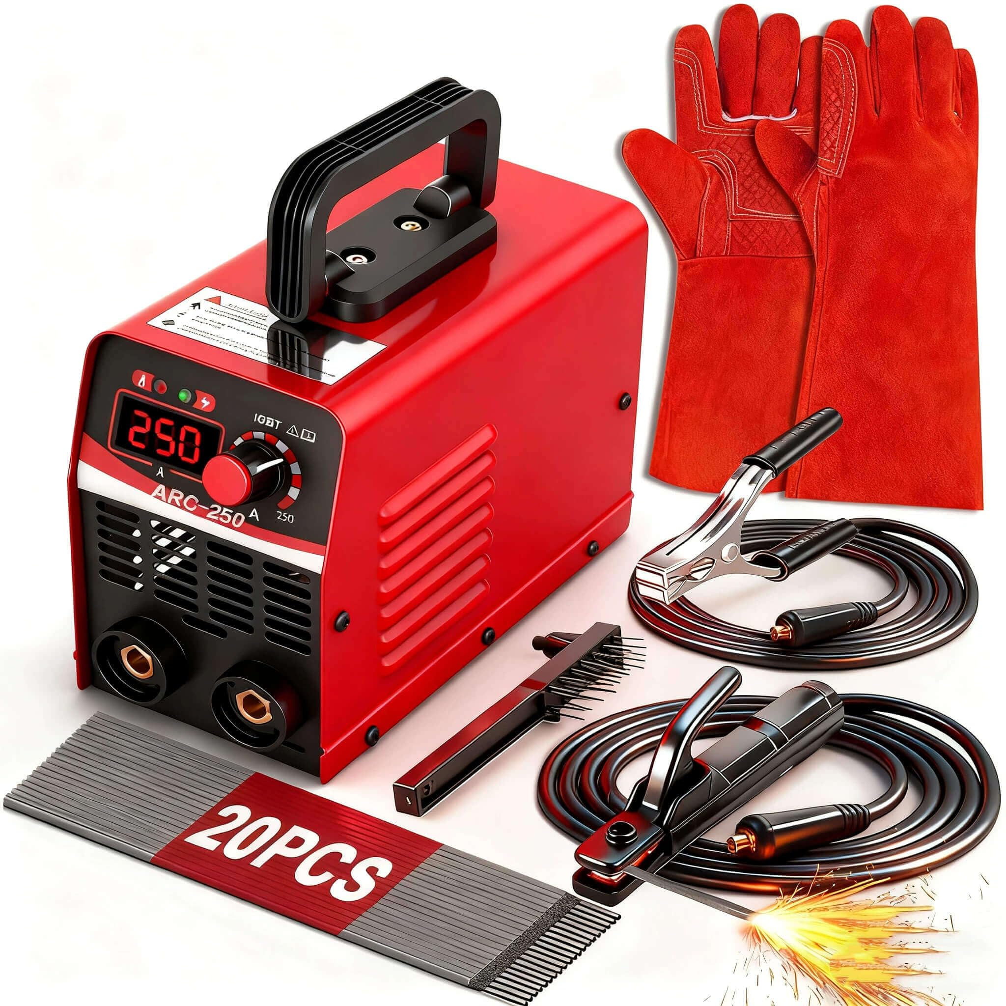 250Amp 20PCS Welding Rods 13 Inches Gloves Stick Welder, Excellent Welding Effect Welding Machine, Very Compact MINI Welder, Ideal For Beginners Welder Machine 110V Hobbyists Home Repairs DIY