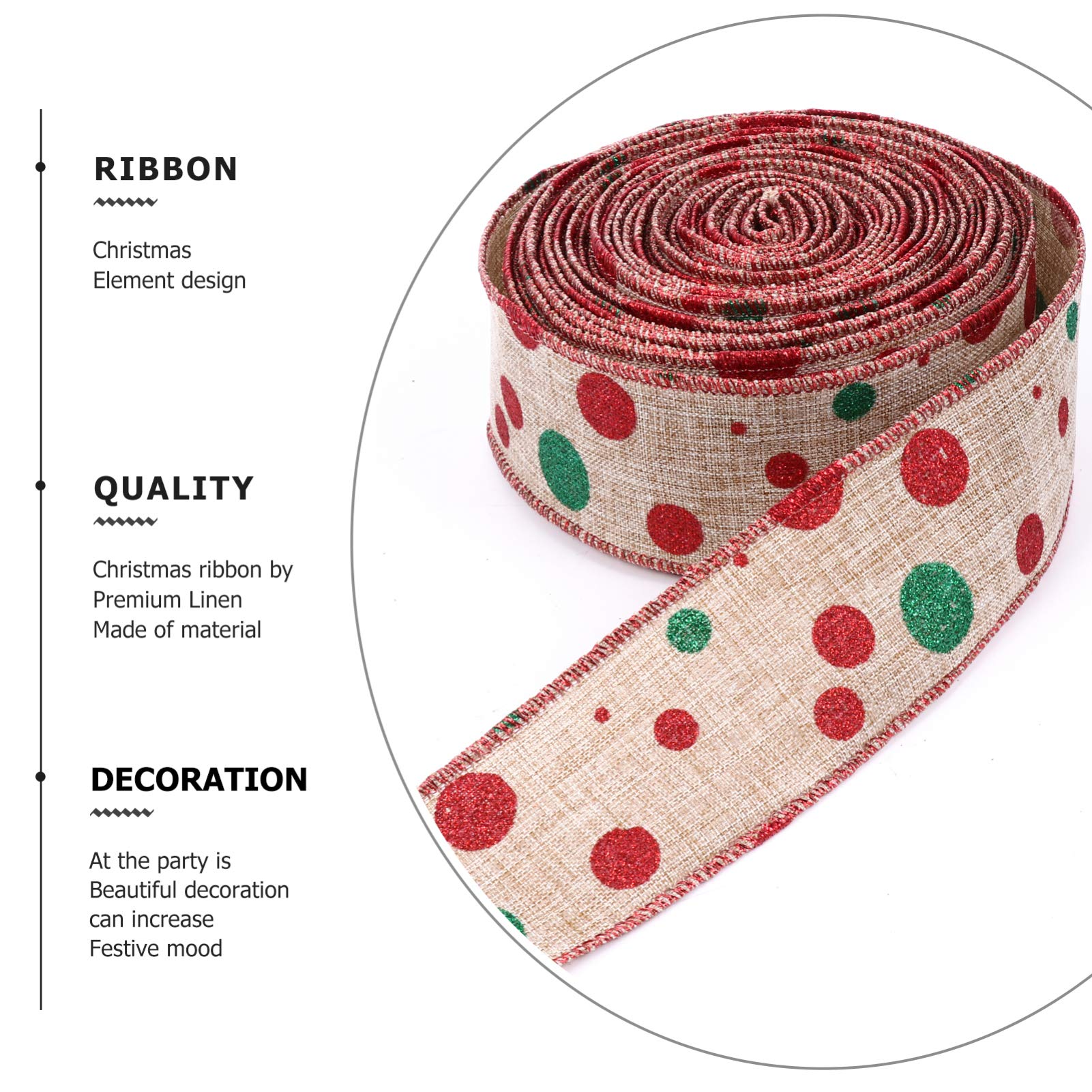 EXCEART 3piezas Cinta De Arpillera Navideña Para Decoración De y Manualidades Cinta De Puntos Rojos y Verdes Para Decoración De Wreaths y Bows